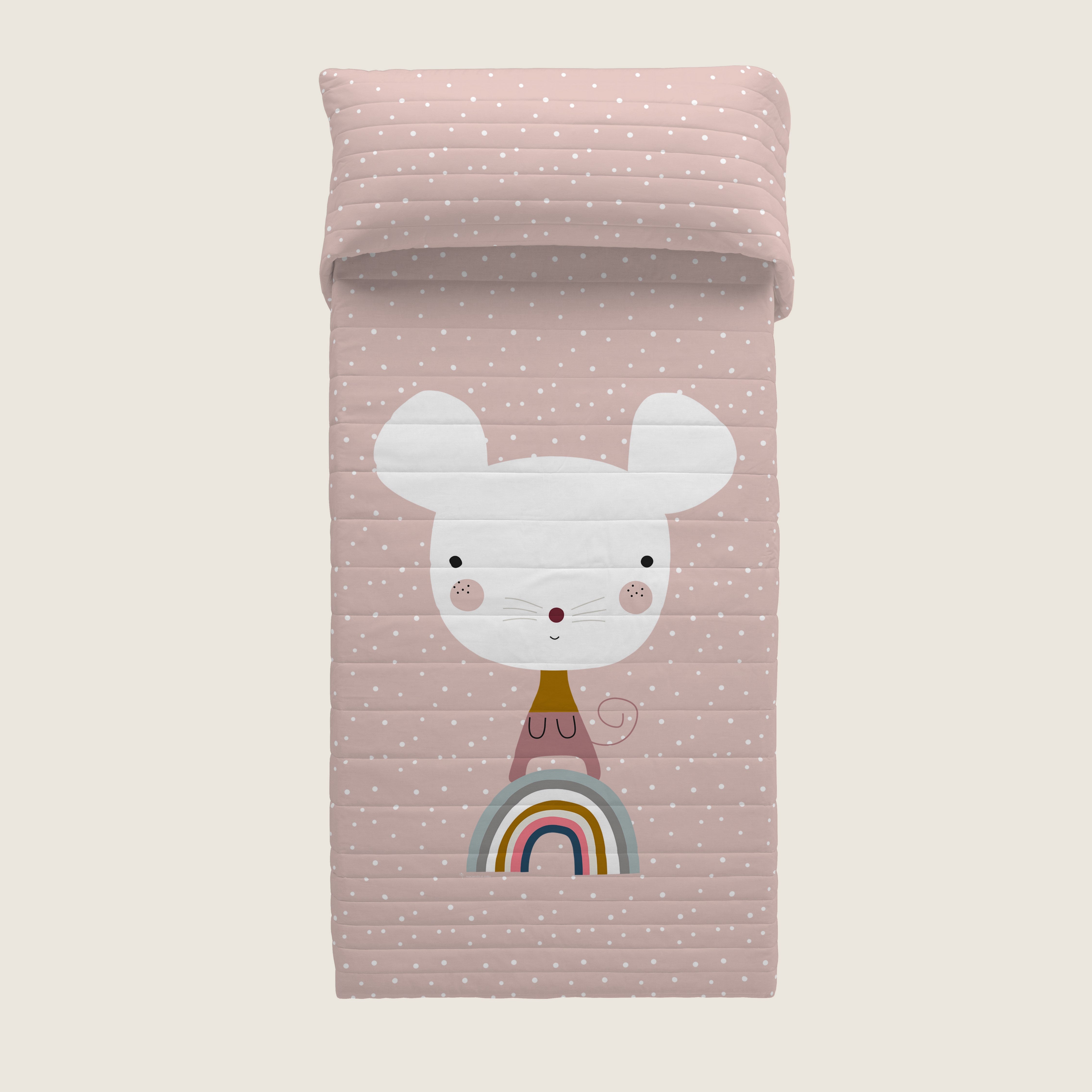 COLCHA BOUTI REVERSIBLE ESTAMPADA BEBÉ CUNA SUSANITA ROSA 100% ALGODÓN