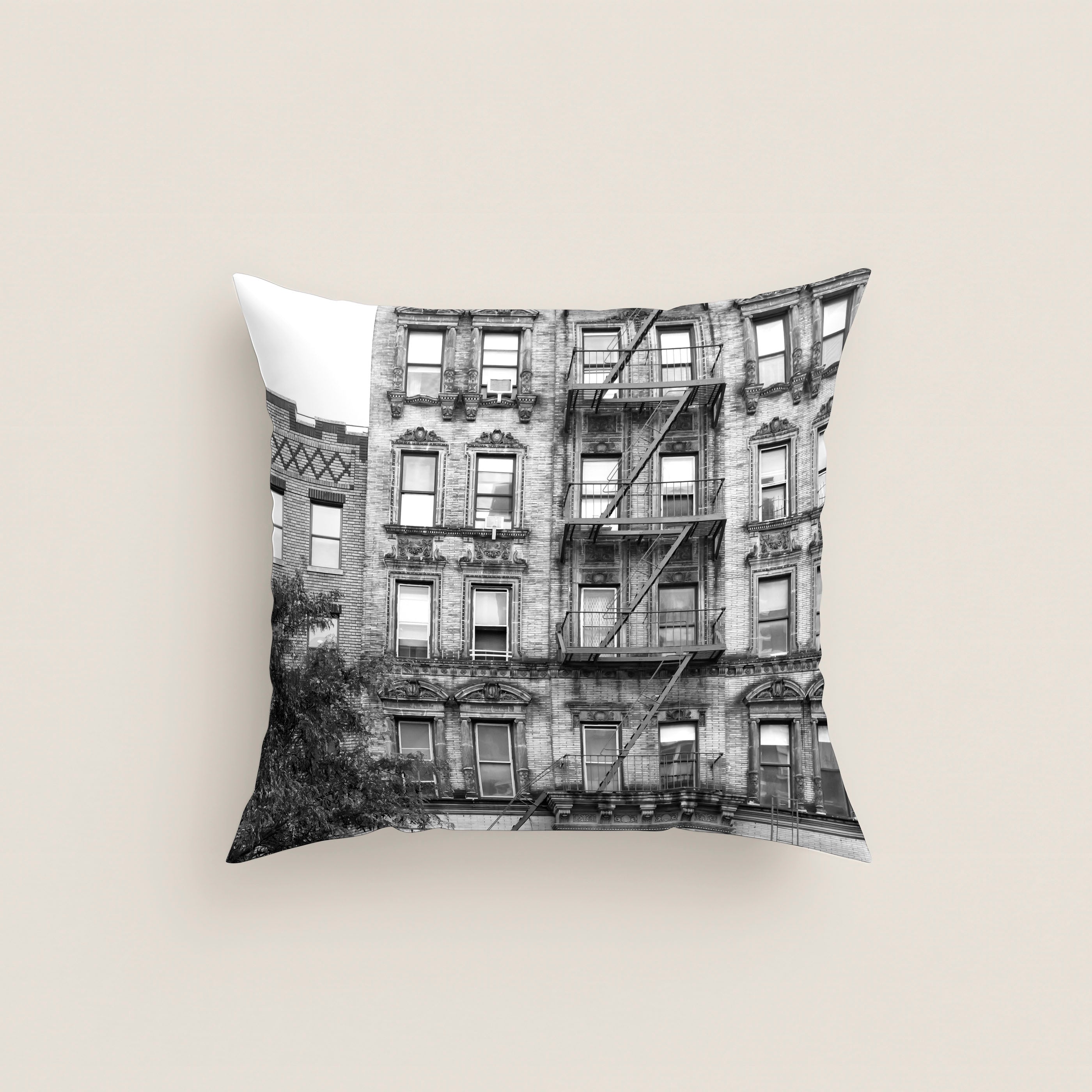 FUNDA DE COJÍN ESTAMPADO NYC 100% ALGODÓN
