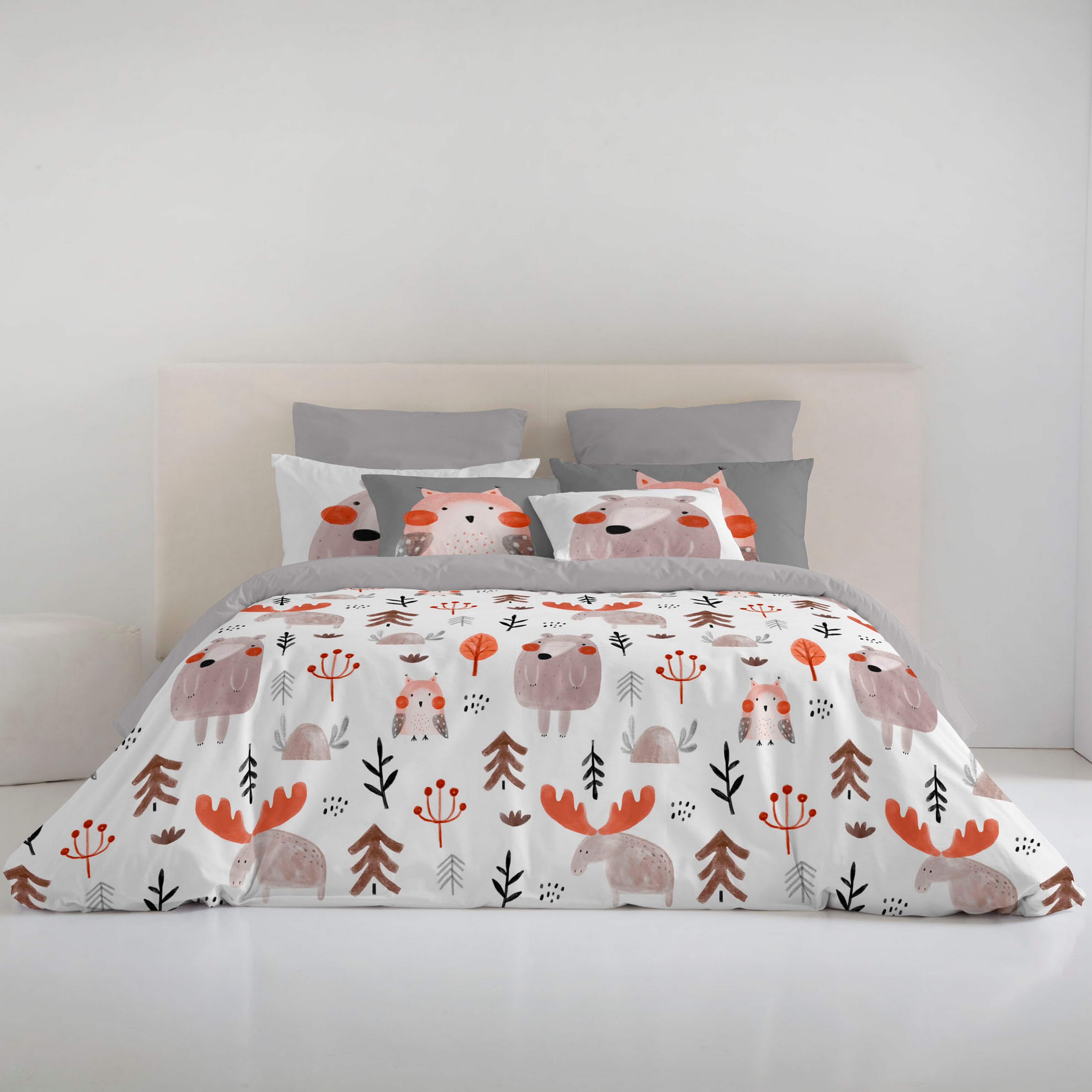 FUNDA NÓRDICA ESTAMPADA INFANTIL WILD FOREST 100% ALGODÓN