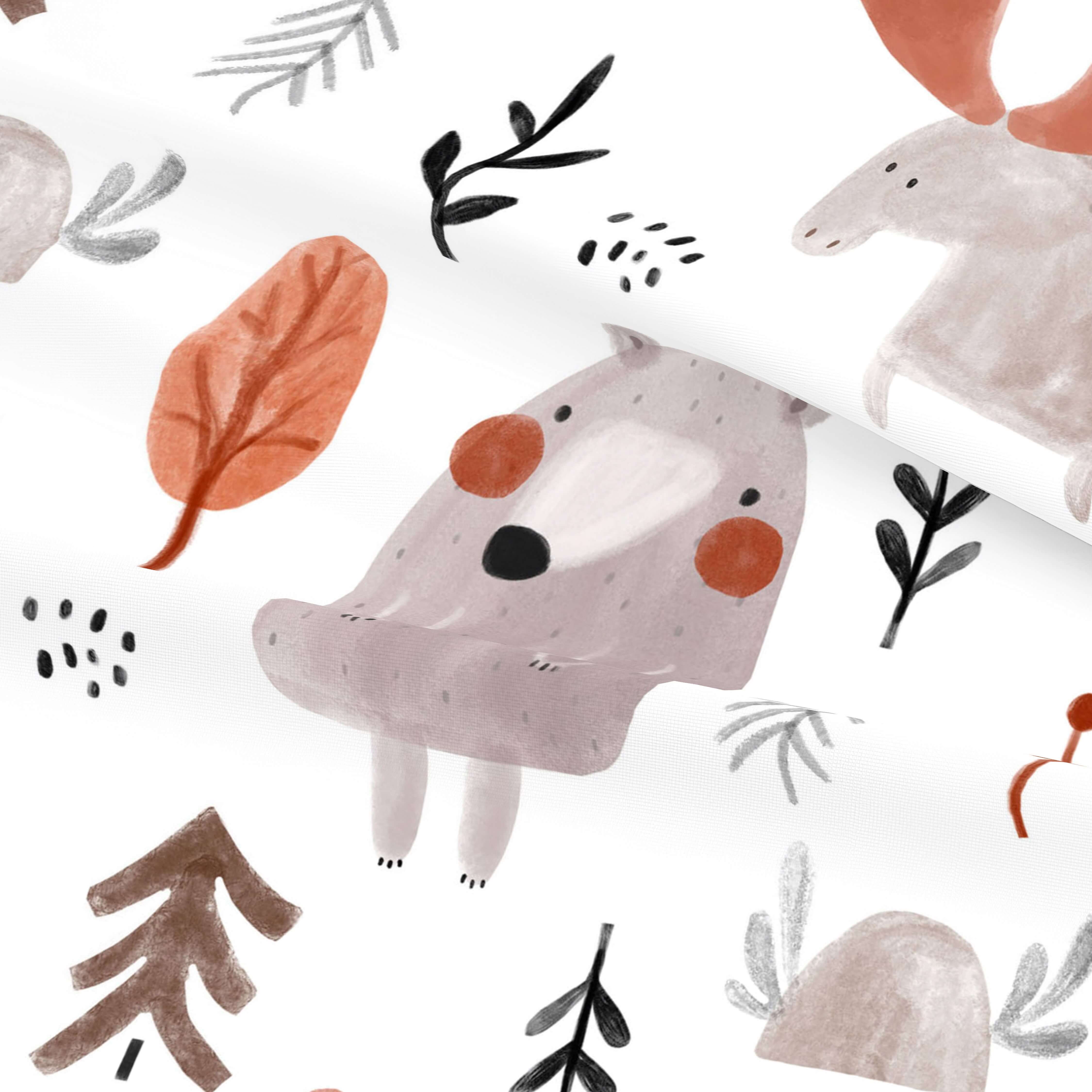 SET LENZUOLA STAMPATE PER BAMBINI WILD FOREST 100% COTONE