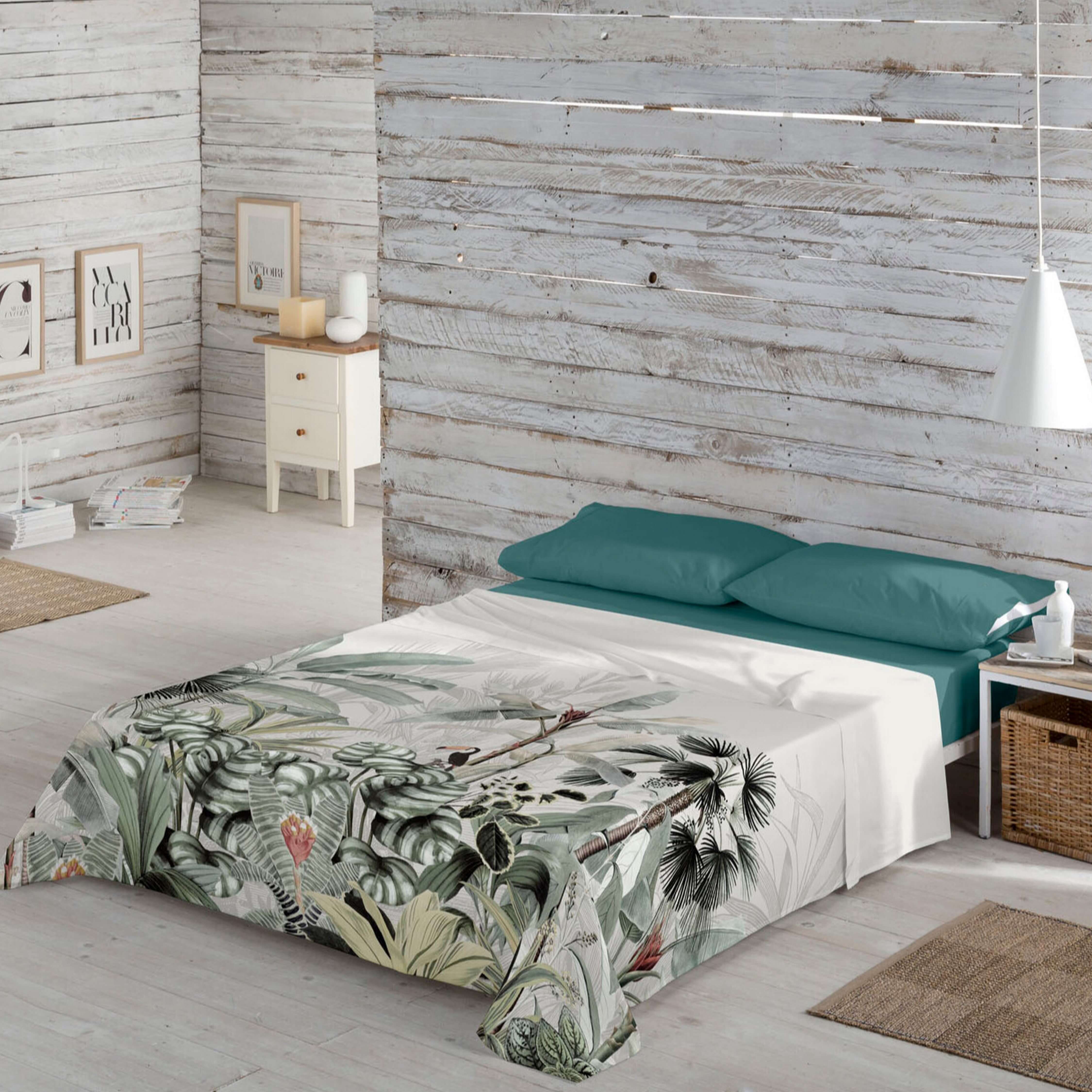 JUEGO SÁBANAS ESTAMPADAS AMAZONIA 100% ALGODÓN