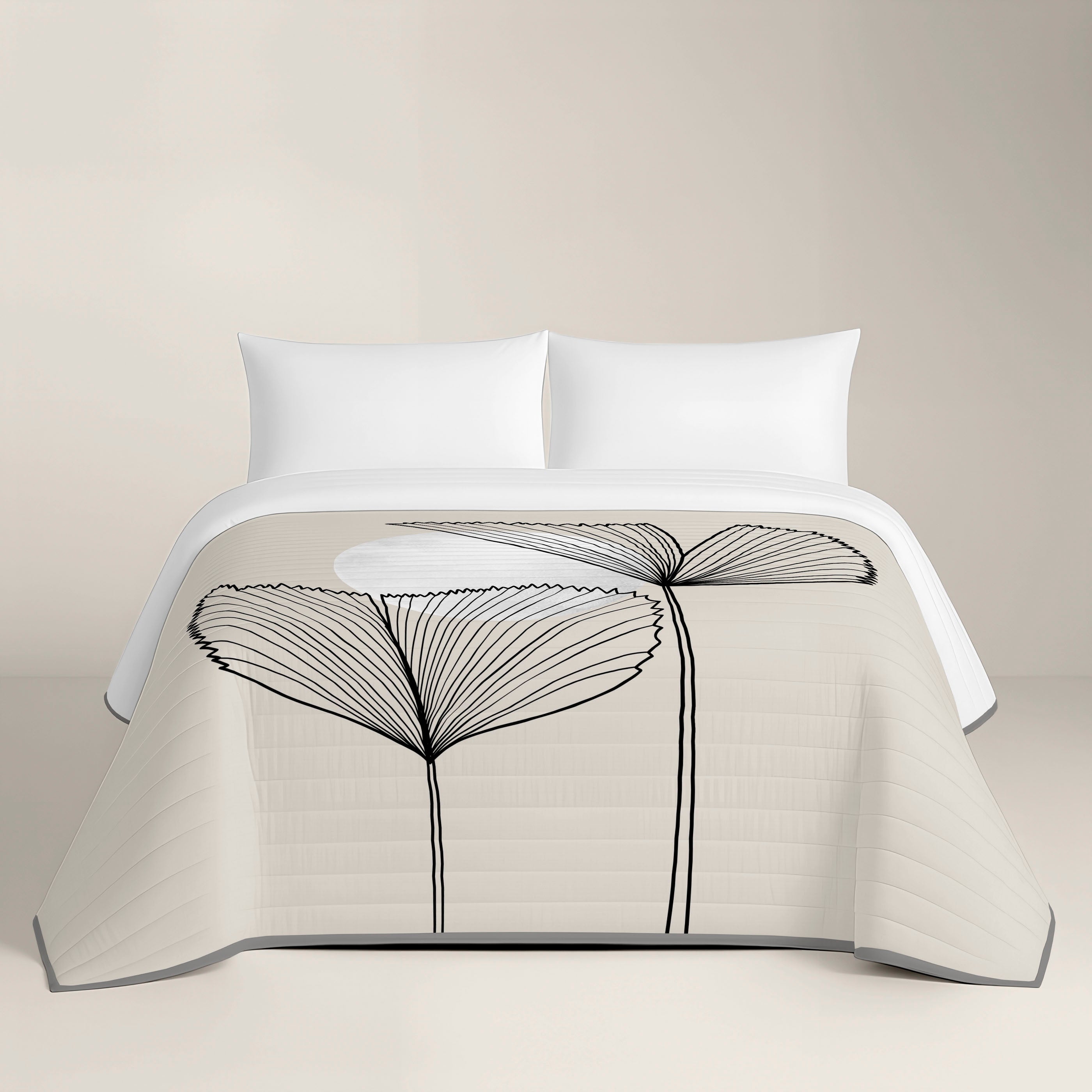 COLCHA BOUTI ESTAMPADA ELI BEIGE 100% ALGODÓN