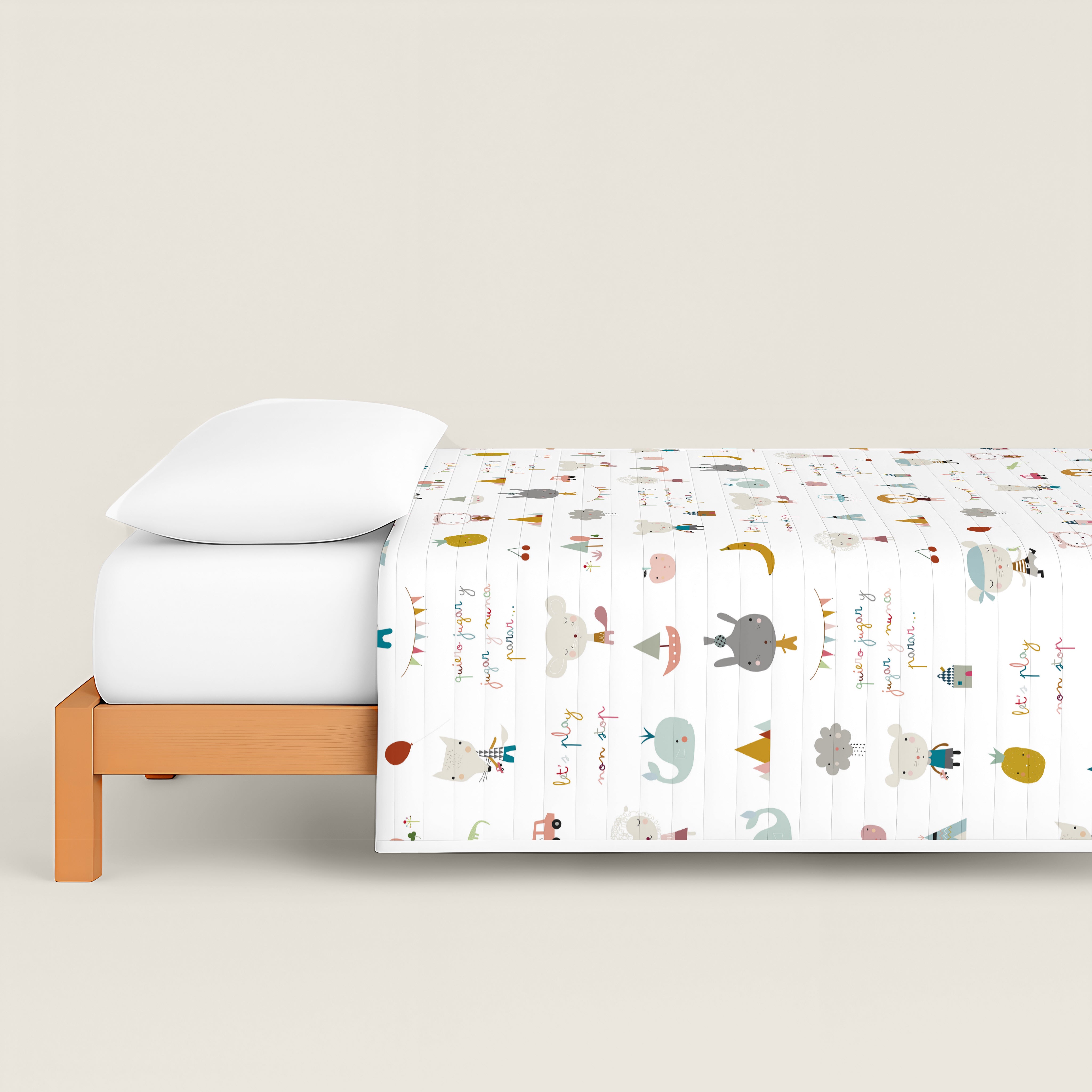 COPRILETTO BOUTIS REVERSIBILE STAMPATO PER BAMBINI GIOCARE 100% COTONE