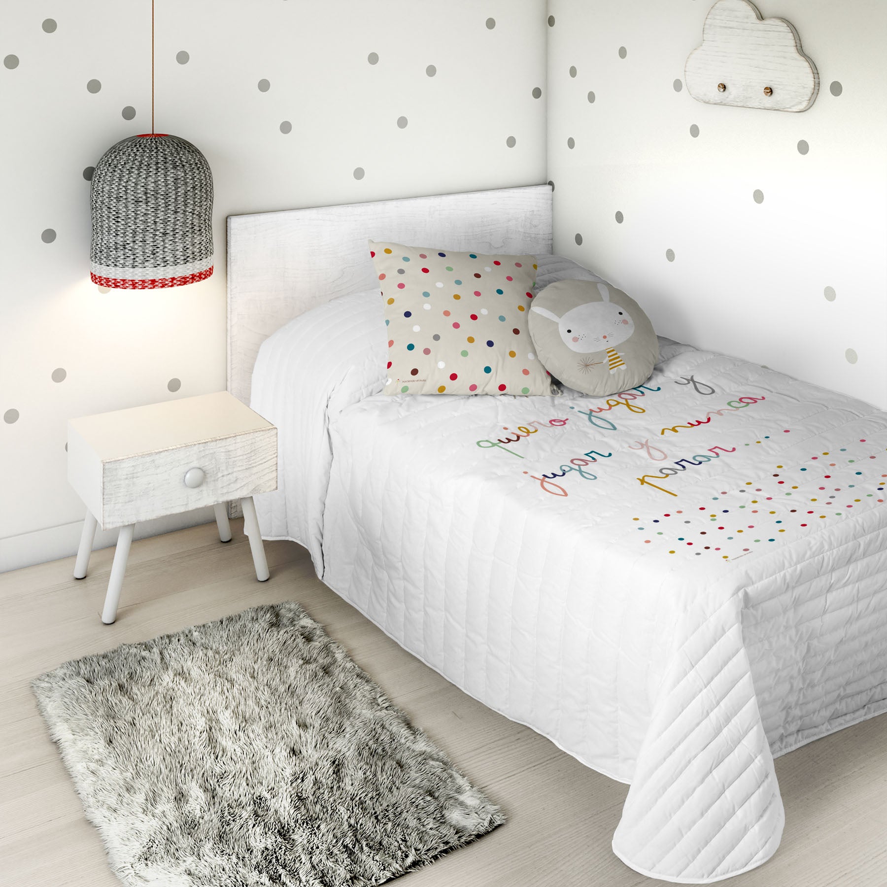 COLCHA BOUTI REVERSIBLE ESTAMPADA INFANTIL JUGAR 100% ALGODÓN