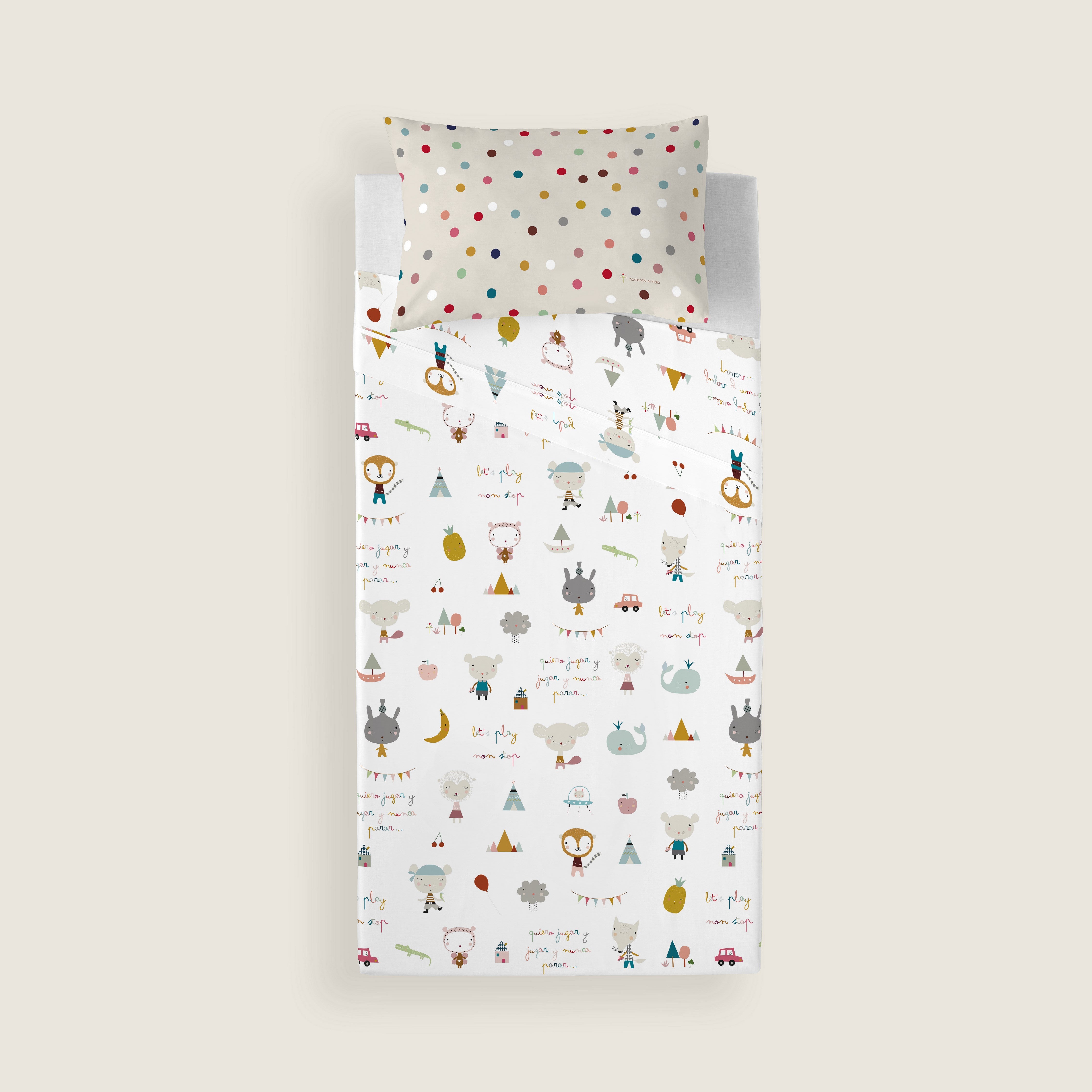 JUEGO DE SÁBANAS CUNA BEBÉ JUGAR REV 100% ALGODÓN