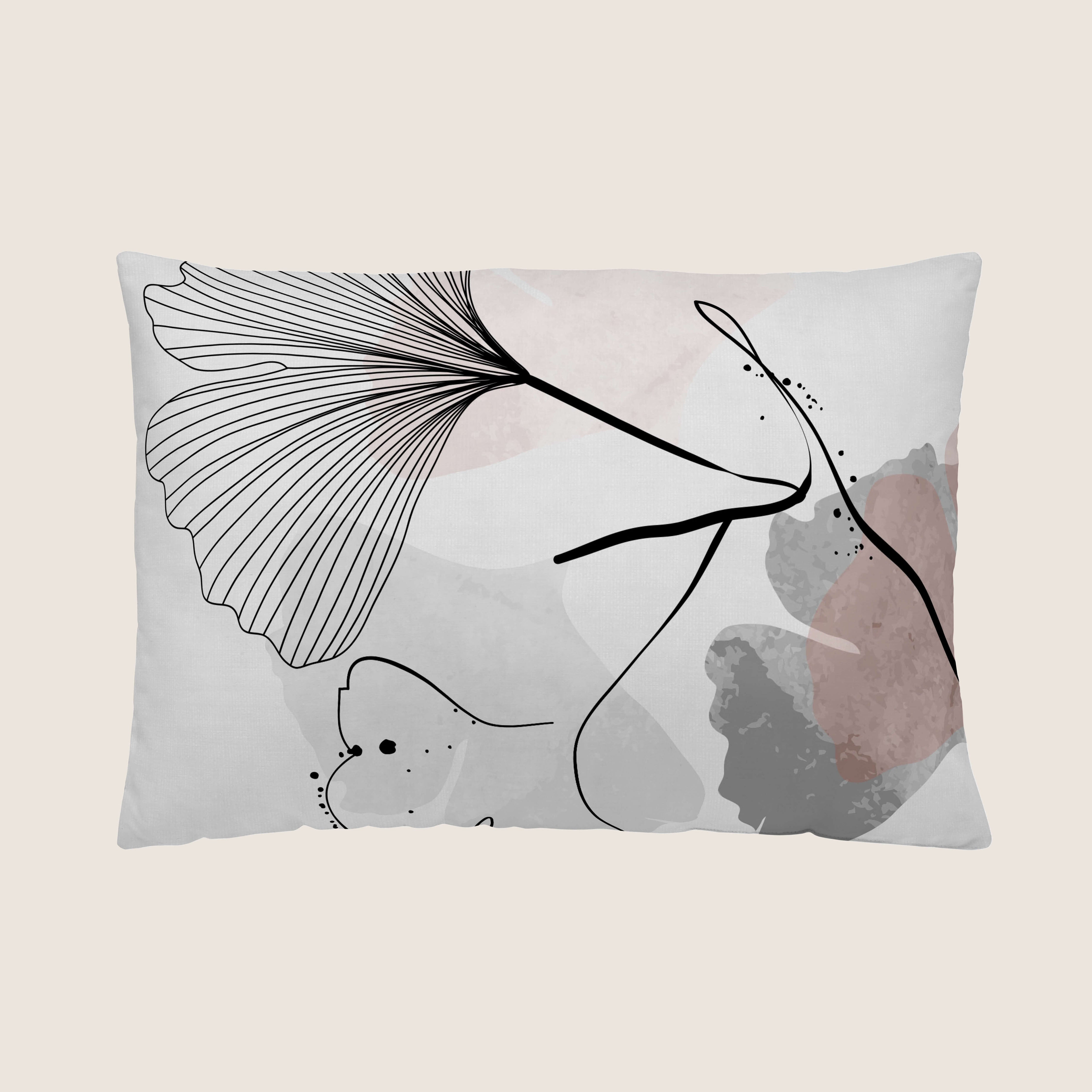 FUNDA DE COJÍN ESTAMPADO GINGKA 100% ALGODÓN