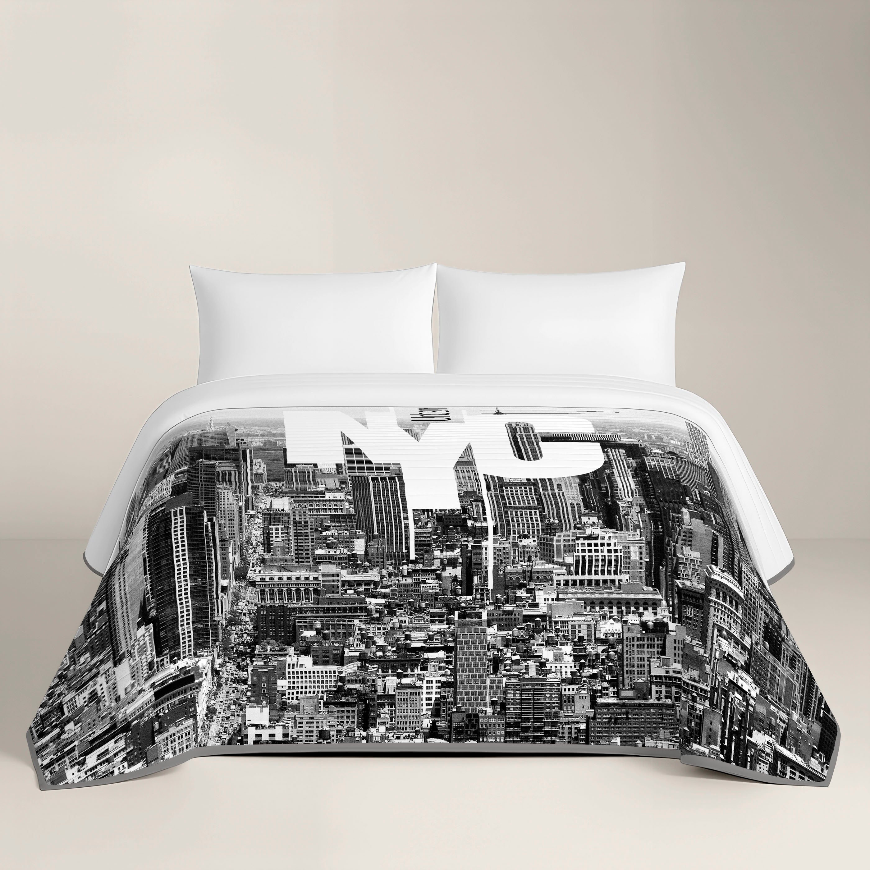 COLCHA BOUTI ESTAMPADA NYC 100% ALGODÓN