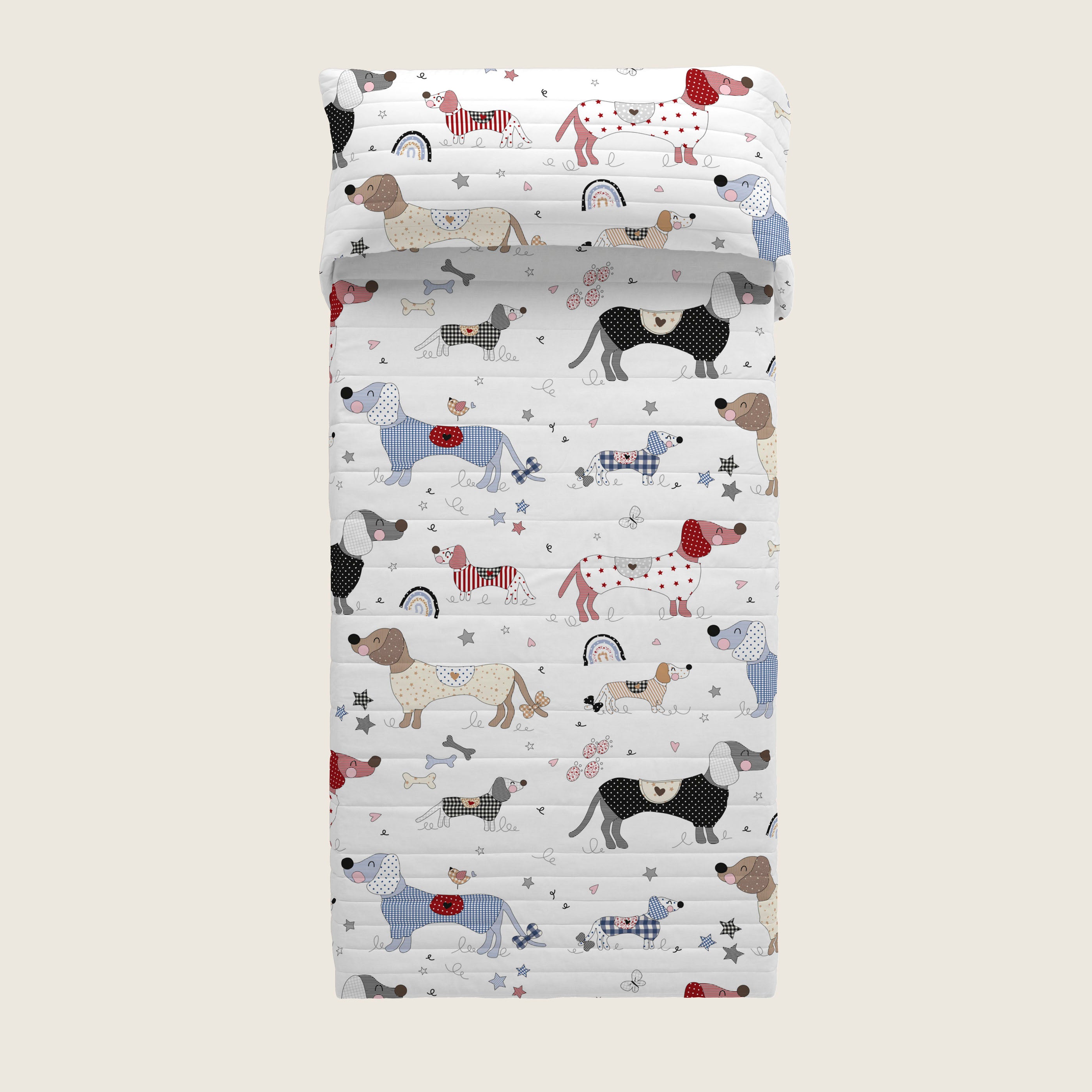 COLCHA BOUTI REVERSIBLE ESTAMPADA INFANTIL IDOGGY PATCH 100% ALGODÓN