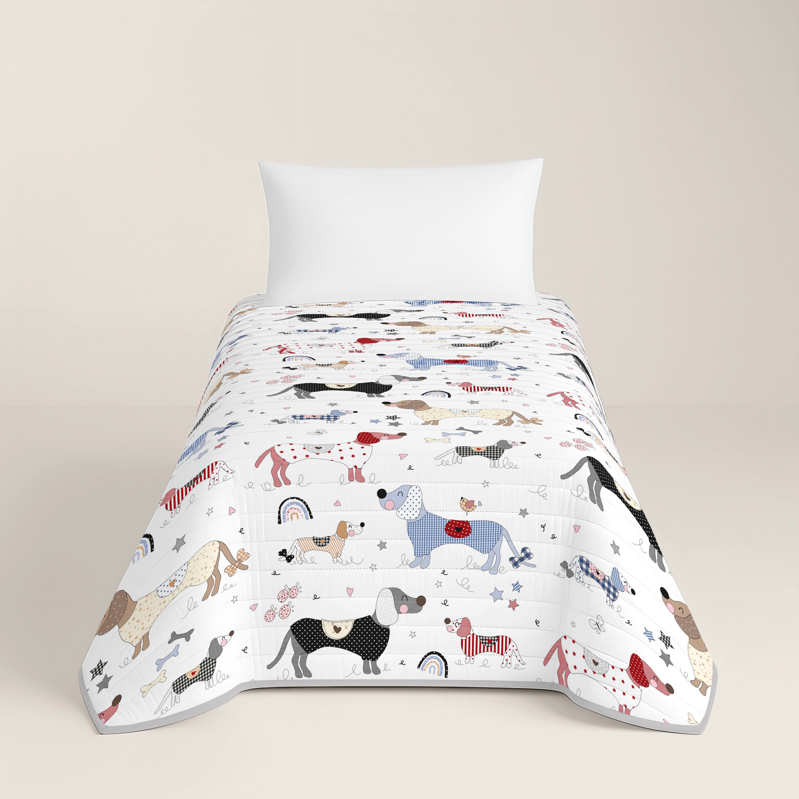 COLCHA BOUTI REVERSIBLE ESTAMPADA INFANTIL IDOGGY PATCH 100% ALGODÓN