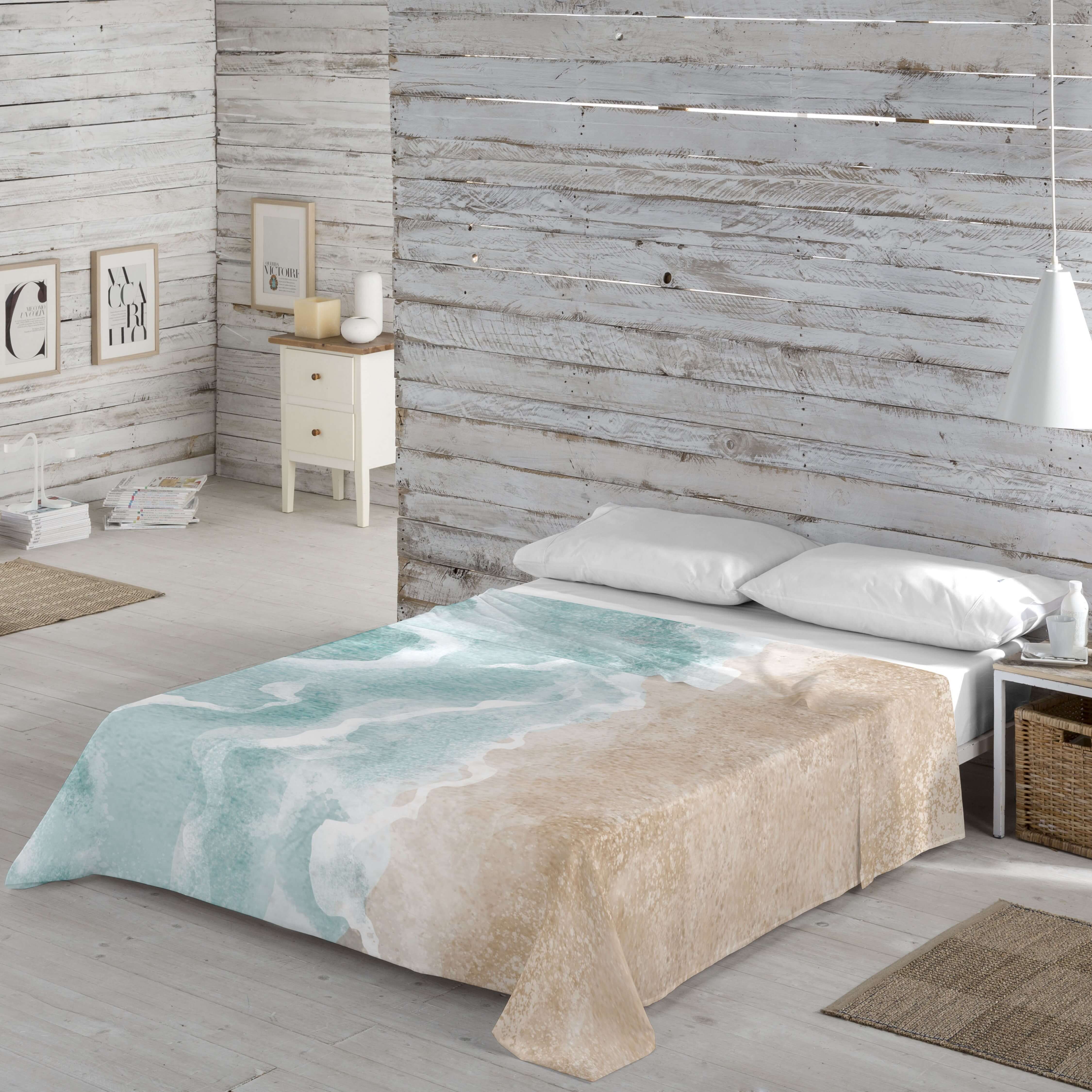 JUEGO SÁBANAS ESTAMPADAS SEA SALT 100% ALGODÓN