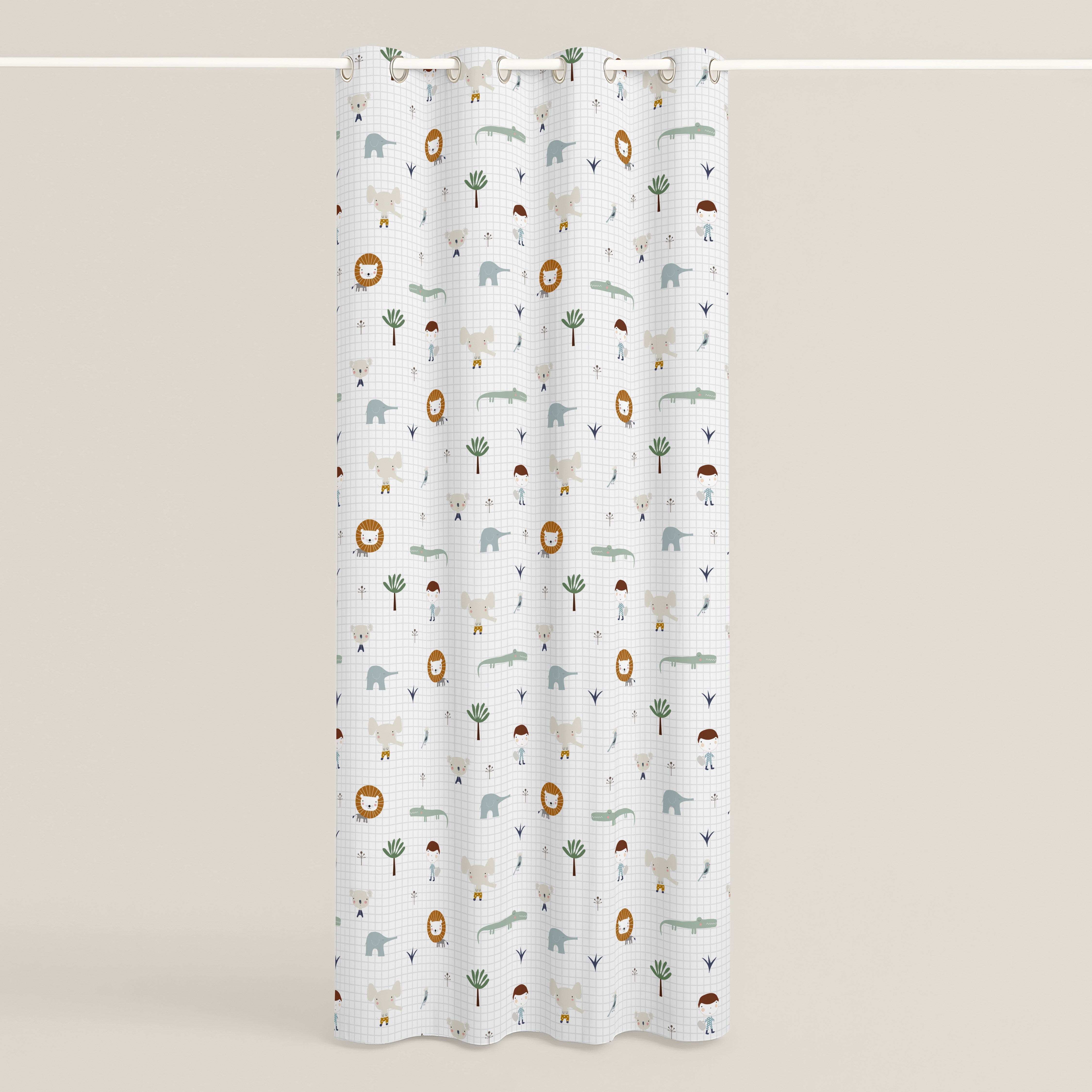 CORTINA INFANTIL JUNGLA NIÑO 100% ALGODÓN