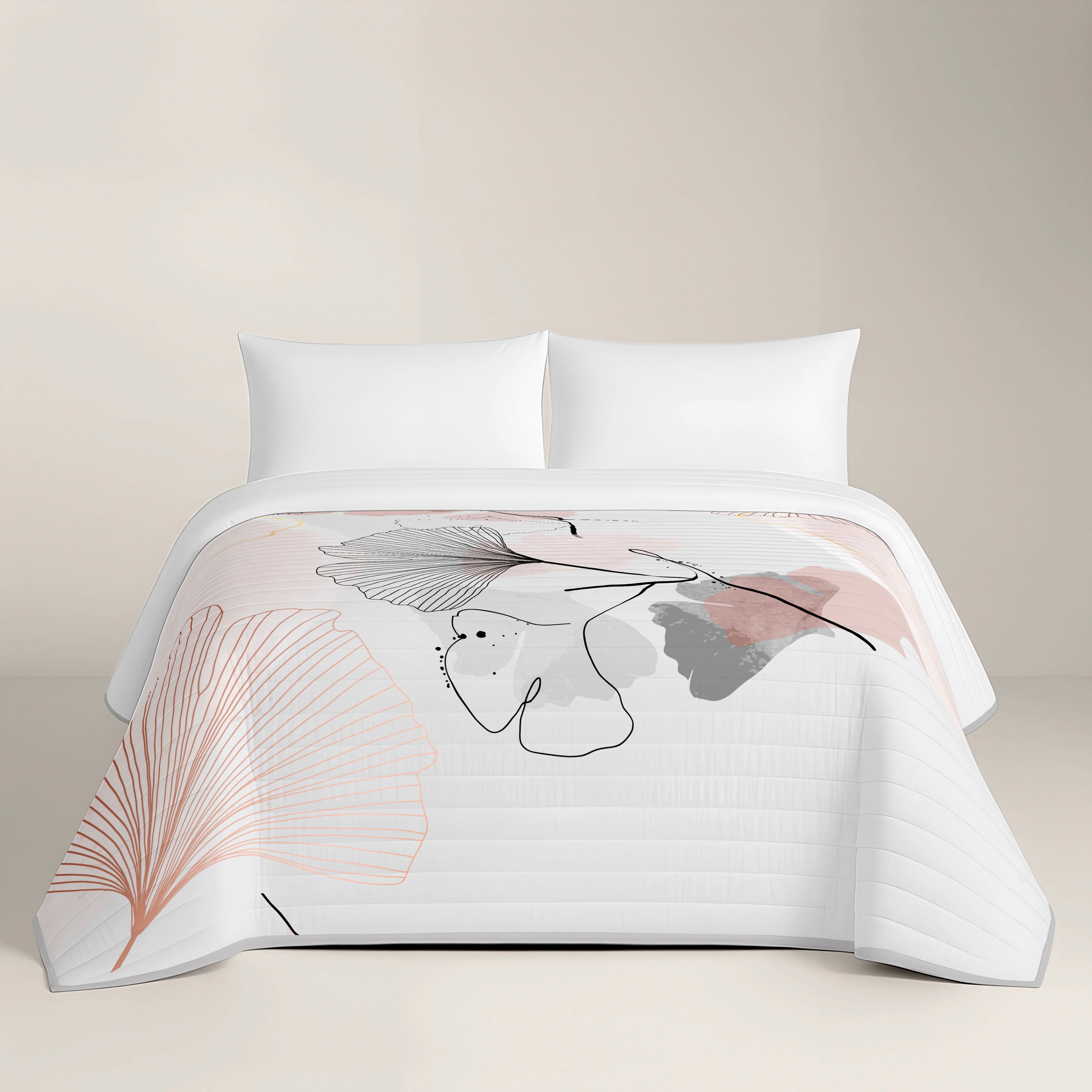 COLCHA BOUTI ESTAMPADA GINGKA 100% ALGODÓN