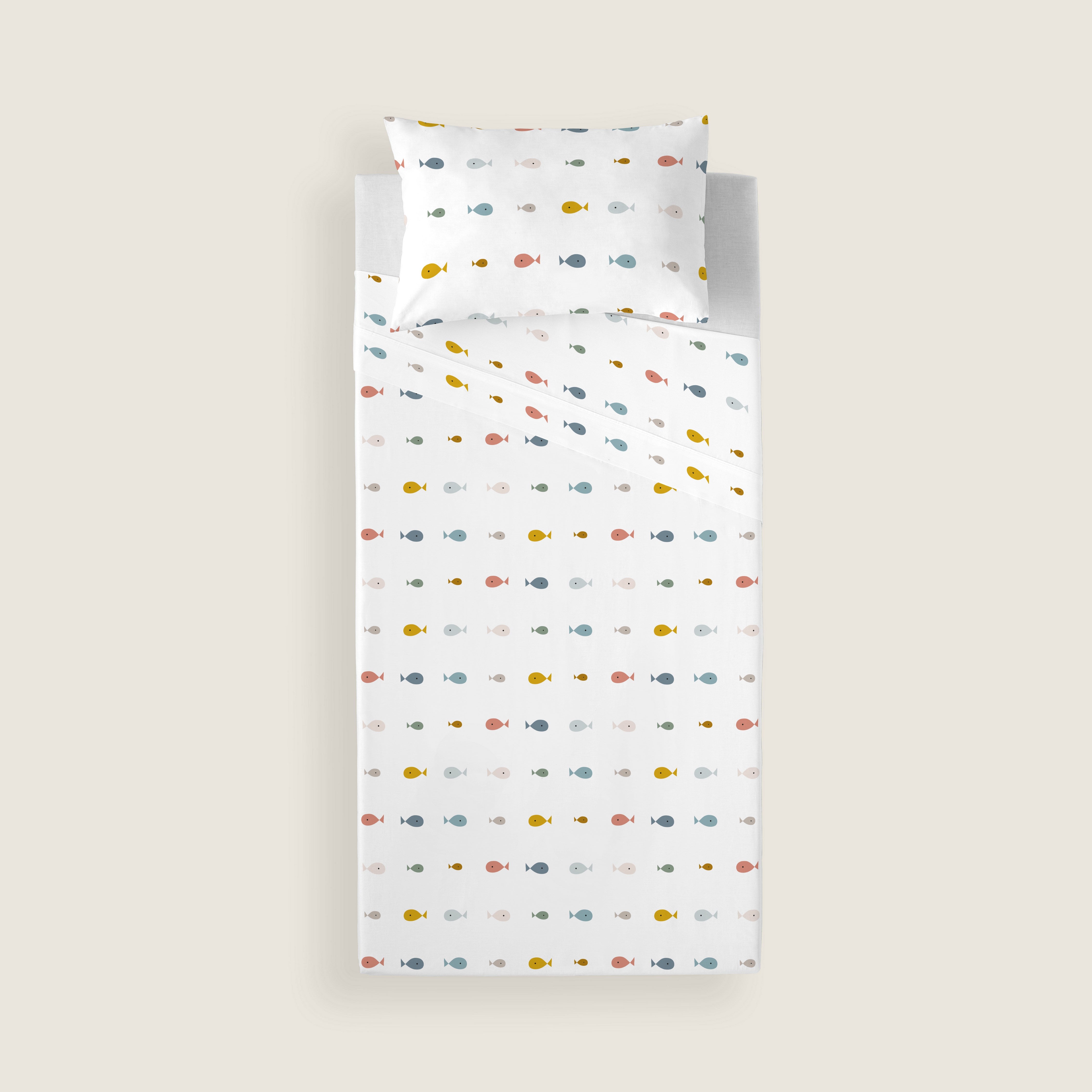 SET LENZUOLA STAMPATE PER BAMBINI MAPPAMONDO COORD 100% COTONE