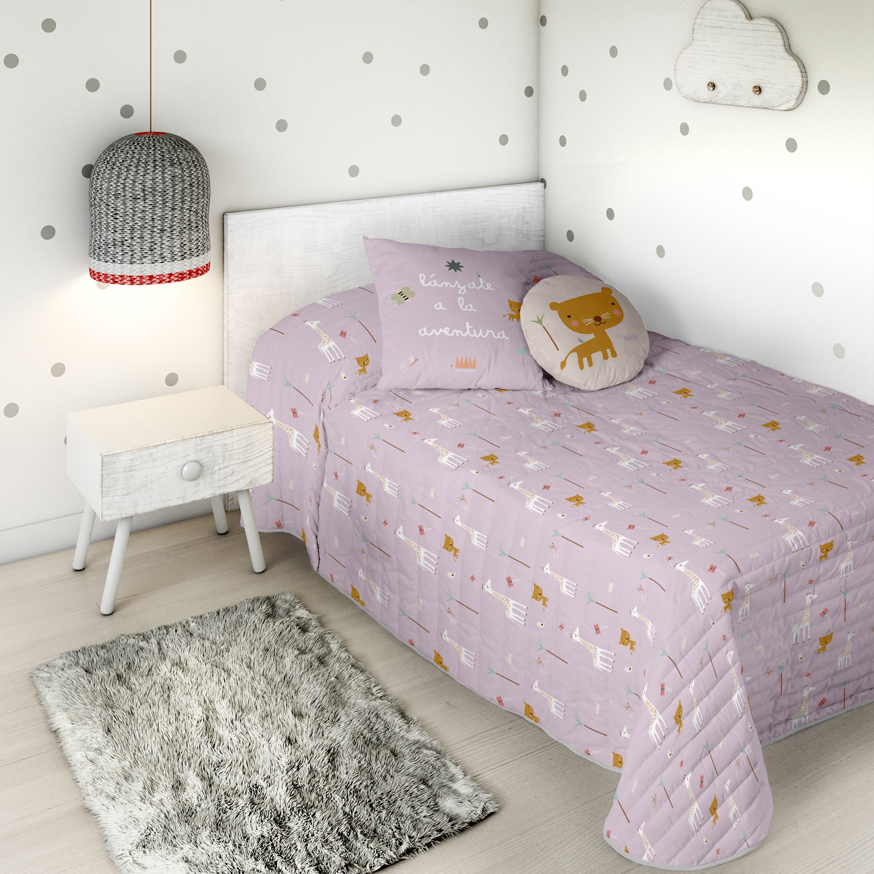 COLCHA BOUTI REVERSIBLE ESTAMPADA INFANTIL EXPLORADORA 100% ALGODÓN