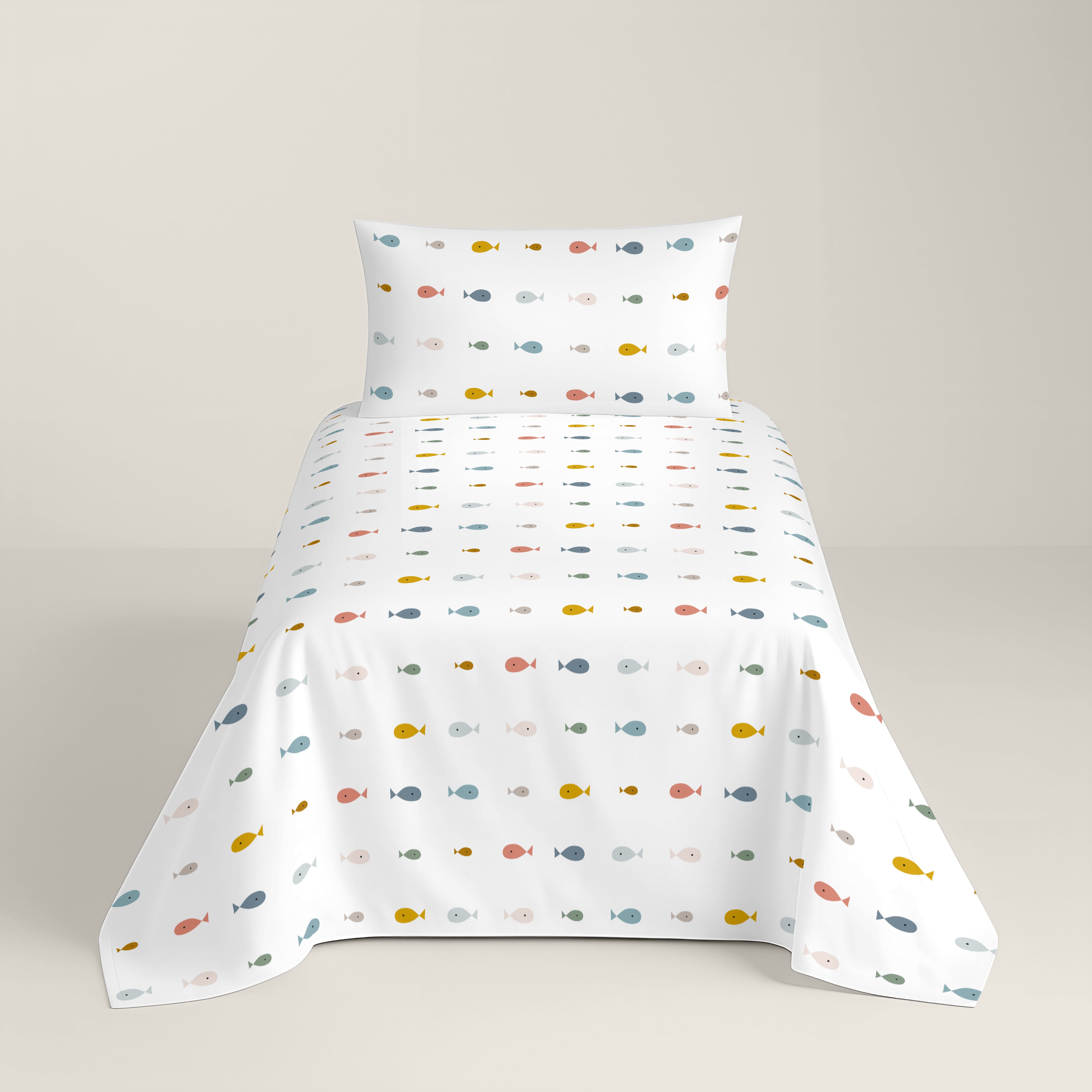 COPRIPIUMINO REVERSIBILE STAMPATO PER BAMBINI MAPPAMONDO 100% COTONE