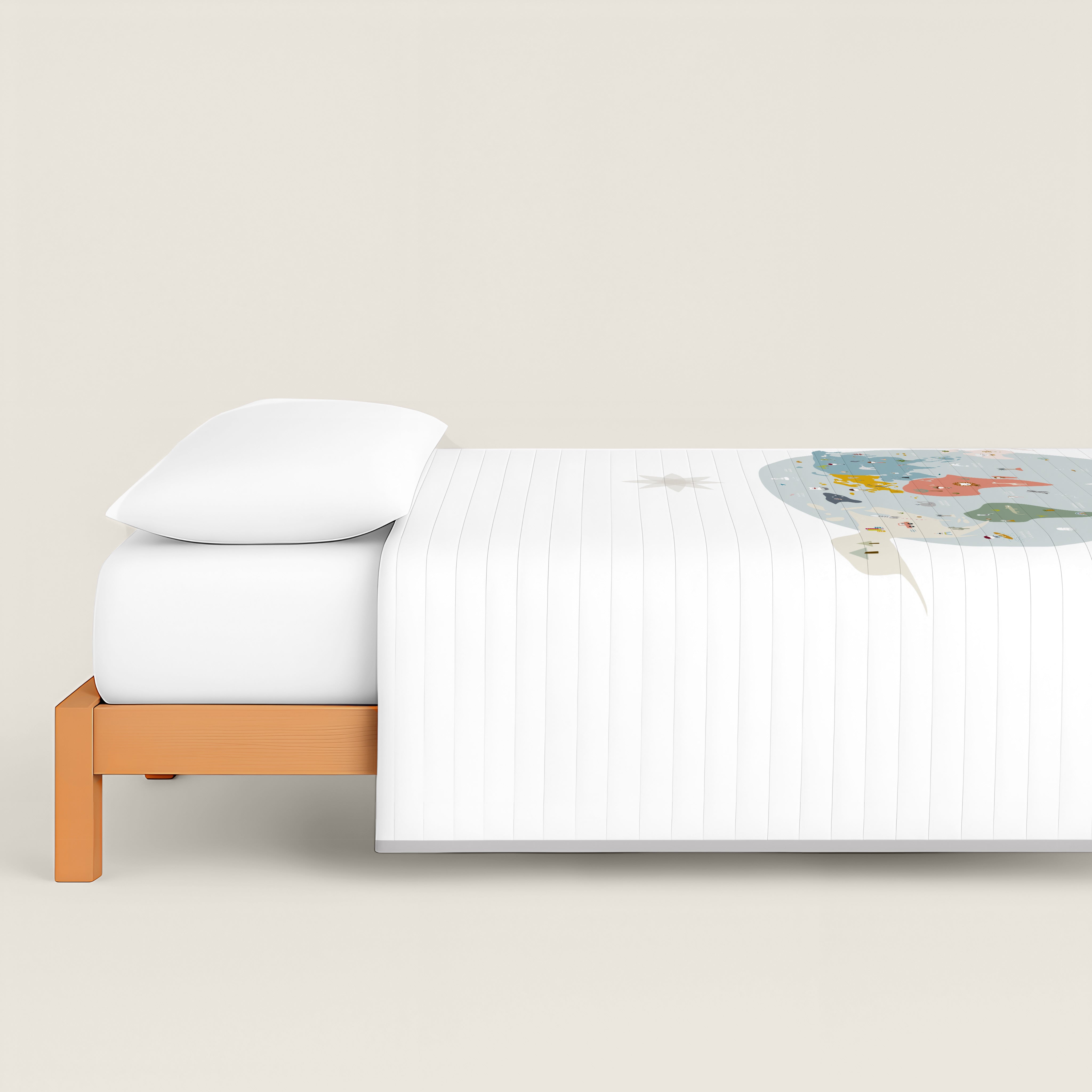 COLCHA BOUTI REVERSIBLE ESTAMPADA INFANTIL MAPAMUNDI 100% ALGODÓN