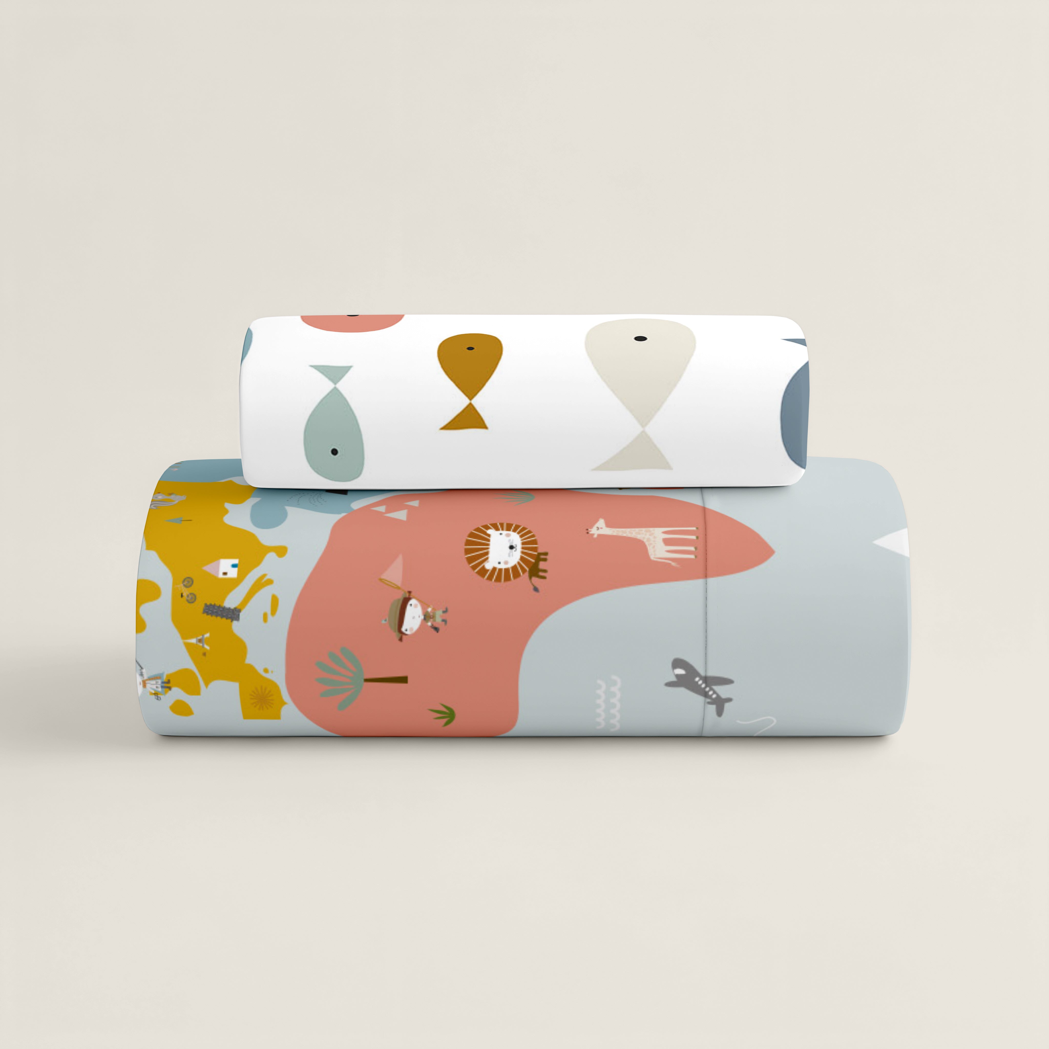 FUNDA NÓRDICA REVERSIBLE CUNA BEBÉ MAPAMUNDI 100% ALGODÓN