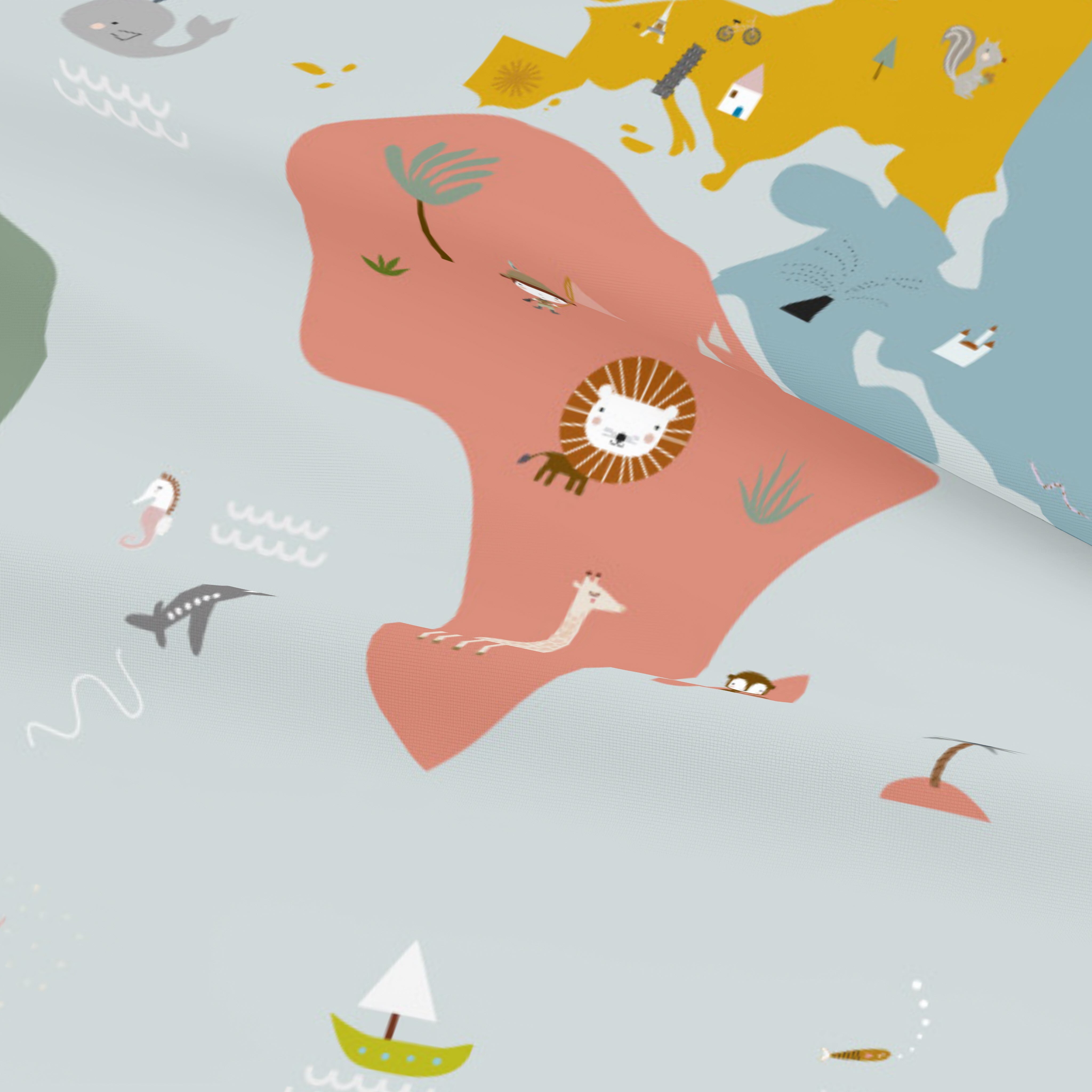 FUNDA NÓRDICA REVERSIBLE CUNA BEBÉ MAPAMUNDI 100% ALGODÓN