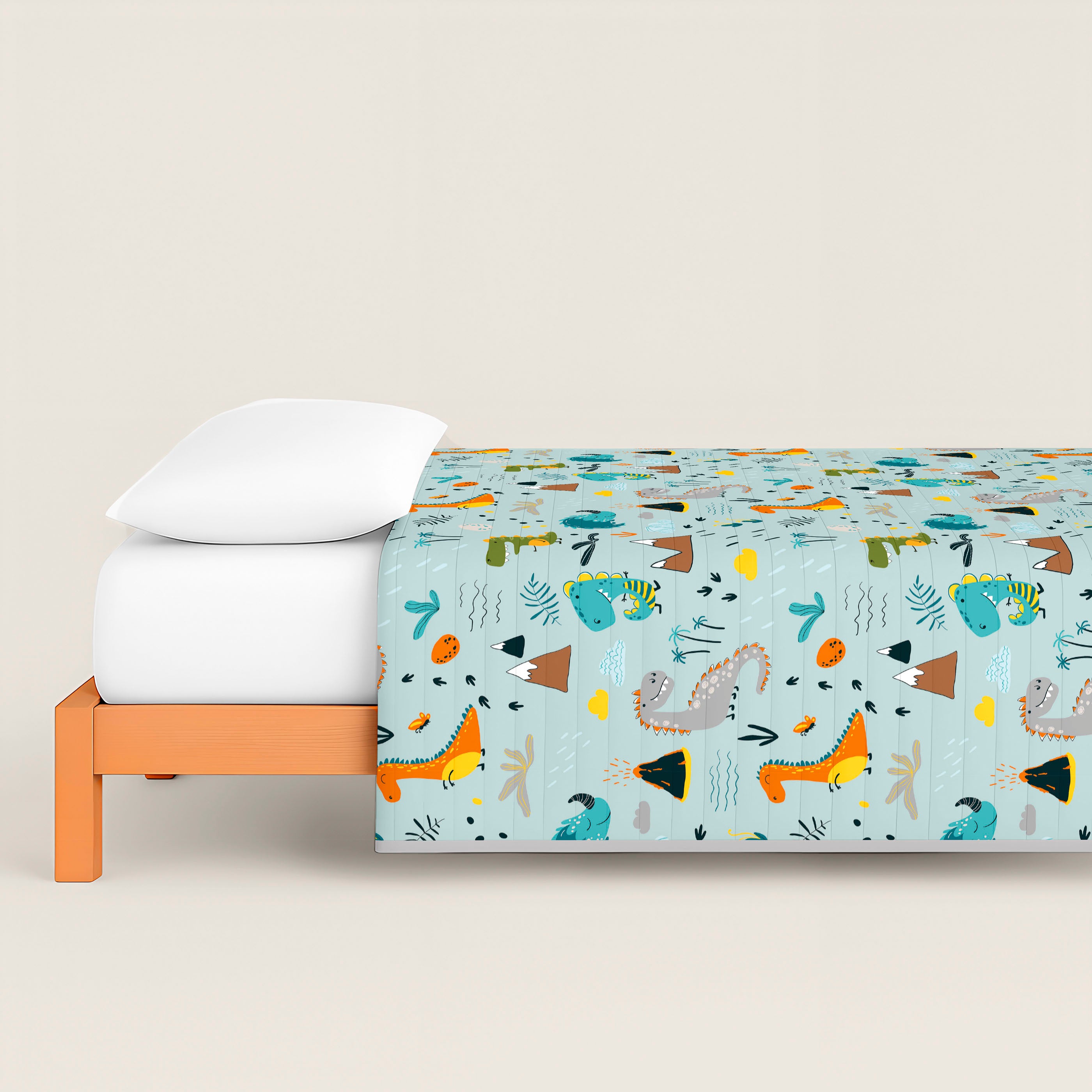 COLCHA BOUTI ESTAMPADA INFANTIL SAURUS 100% ALGODÓN