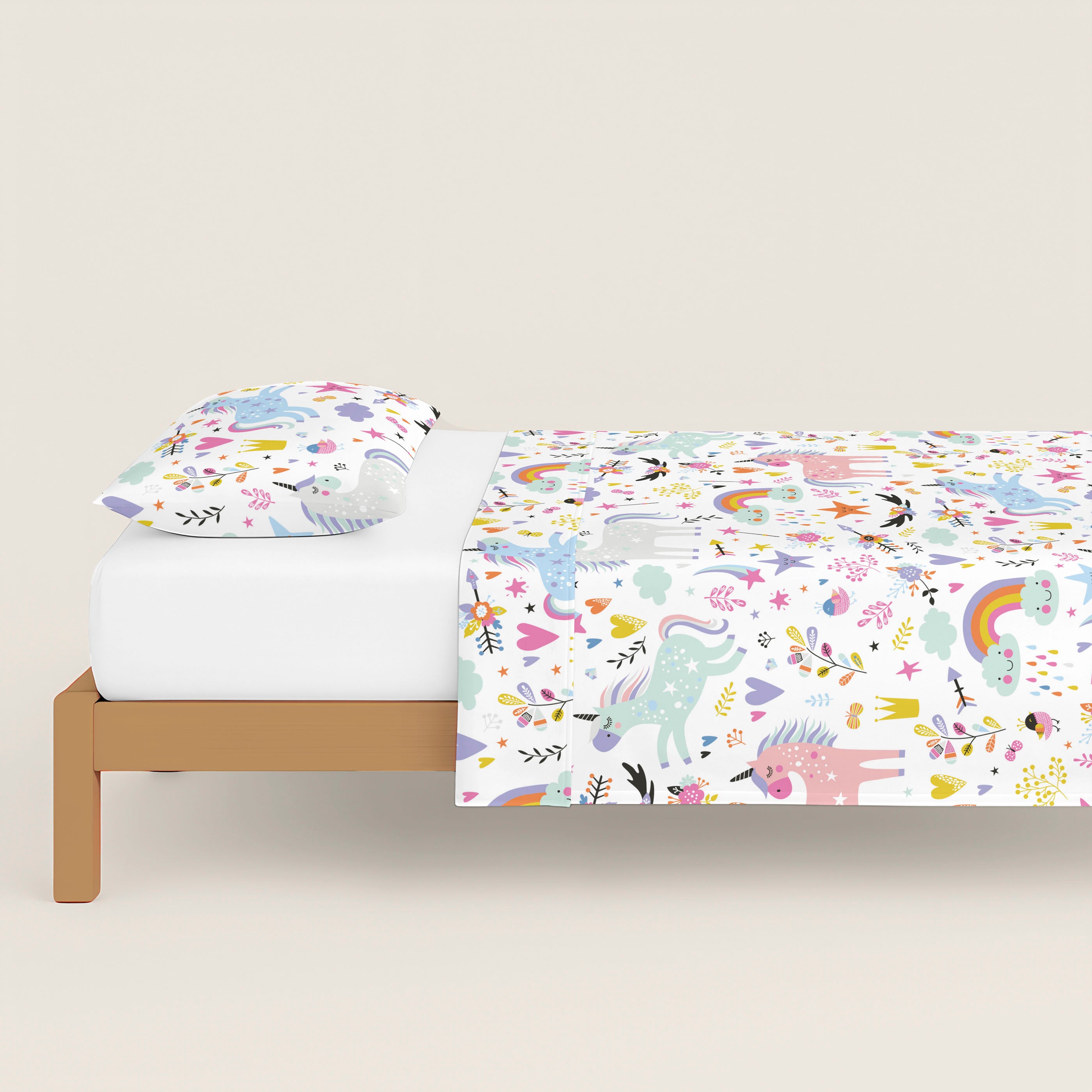 JUEGO SÁBANAS ESTAMPADAS INFANTIL SPARKLY 100% ALGODÓN