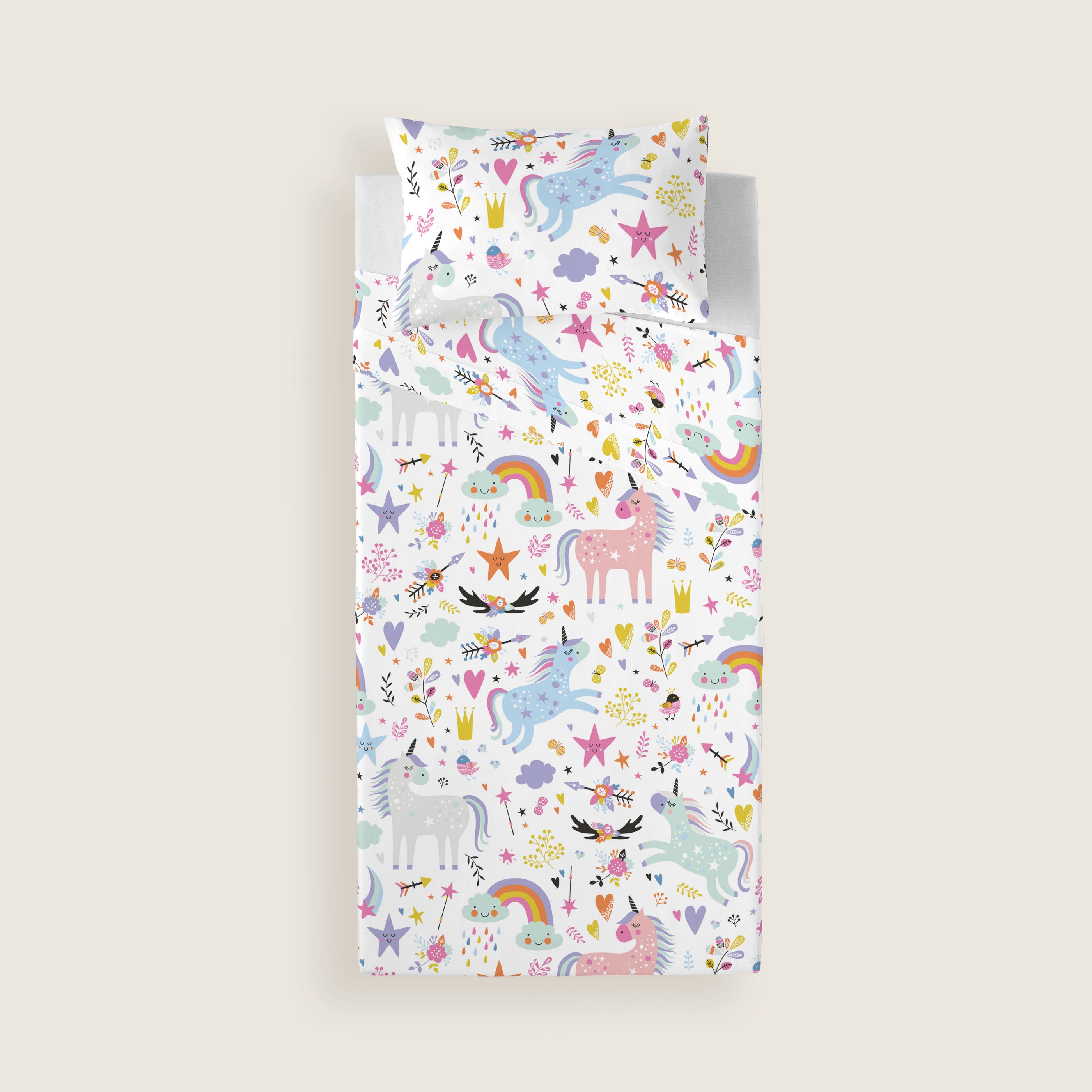 JUEGO SÁBANAS ESTAMPADAS INFANTIL SPARKLY 100% ALGODÓN