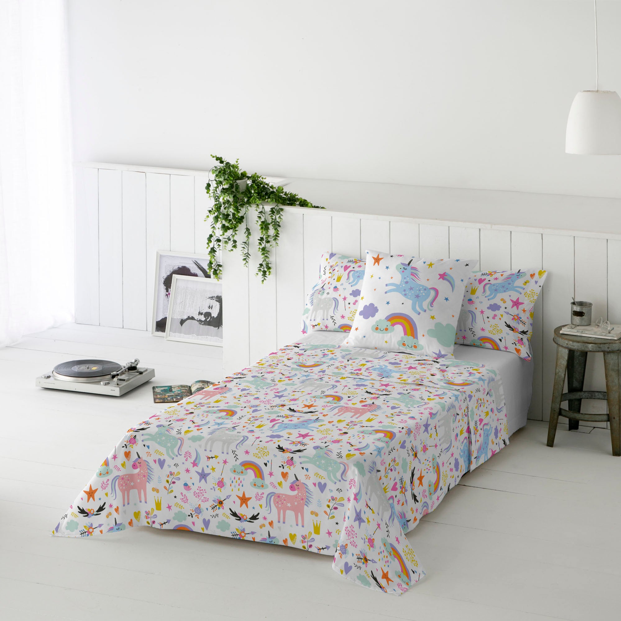 JUEGO SÁBANAS ESTAMPADAS INFANTIL SPARKLY 100% ALGODÓN