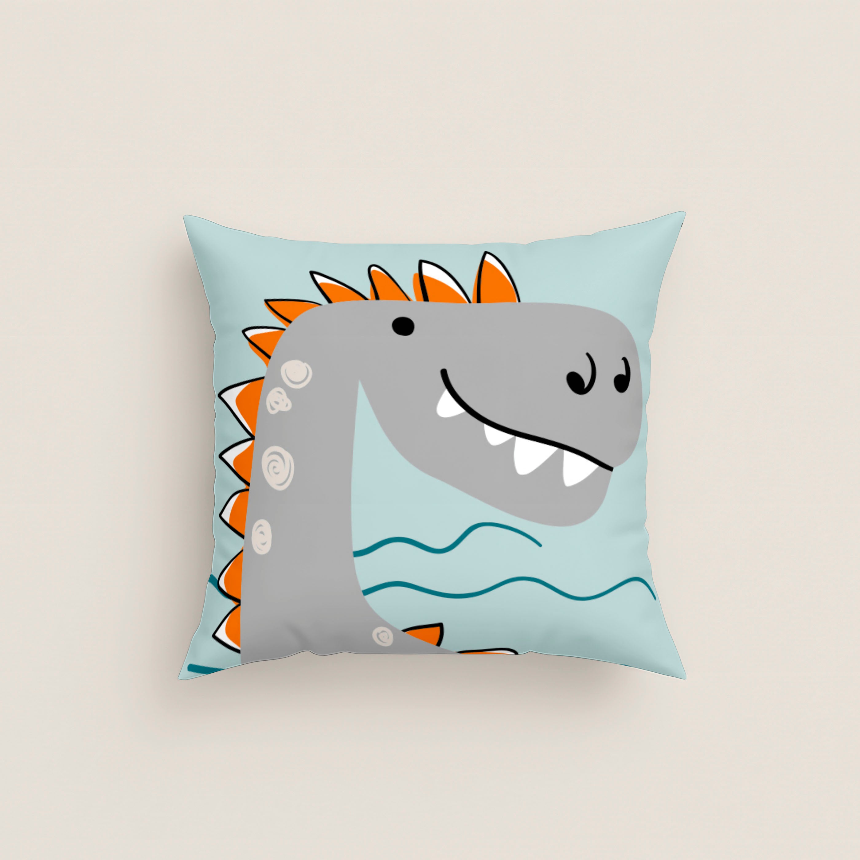 FUNDA DE COJÍN INFANTIL ESTAMPADO SAURUS 100% ALGODÓN