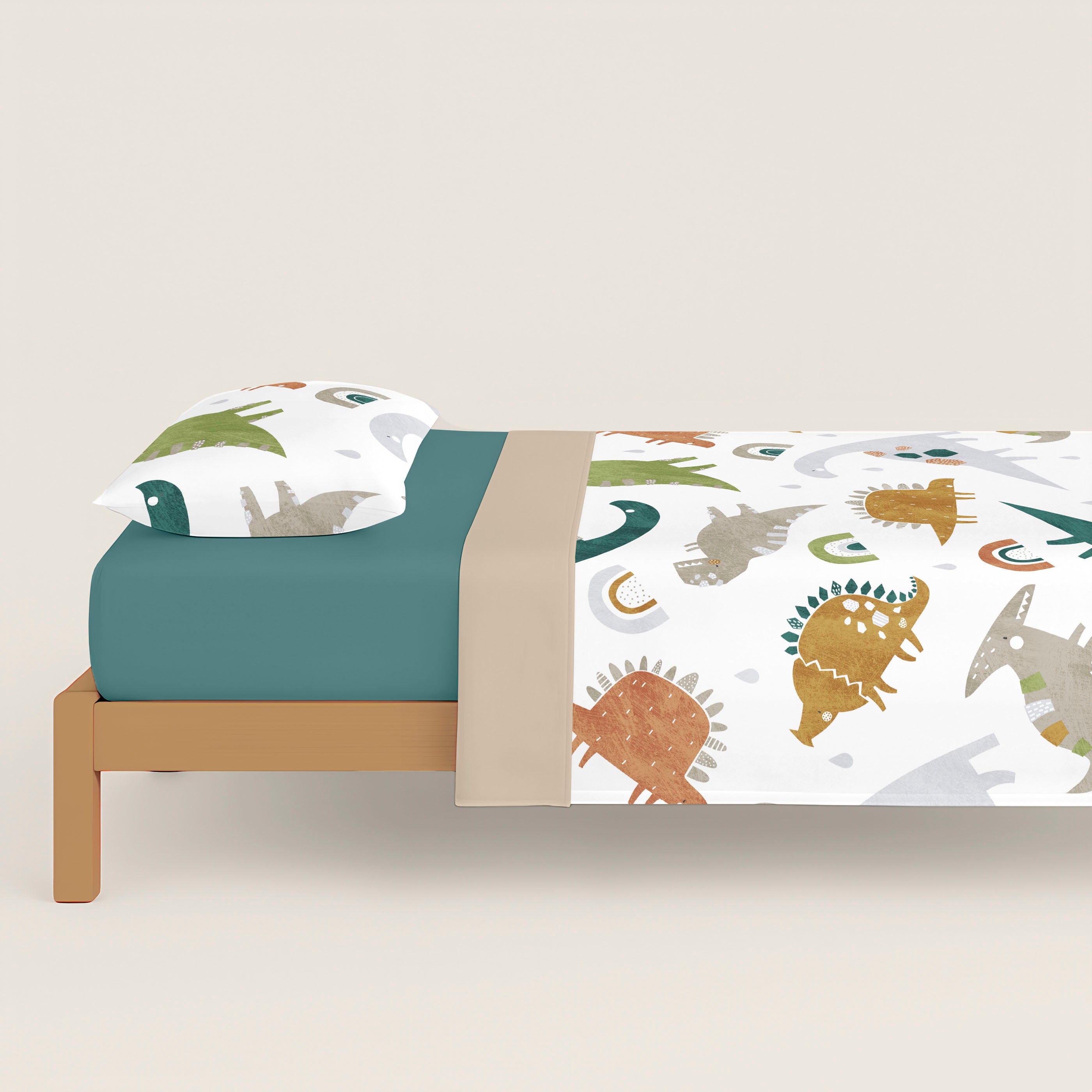 FUNDA NÓRDICA ESTAMPADA INFANTIL SAURIO 100% ALGODÓN