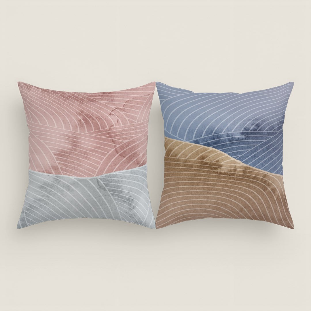 FUNDA DE COJÍN ESTAMPADO OCEAN BLUE 100% ALGODÓN