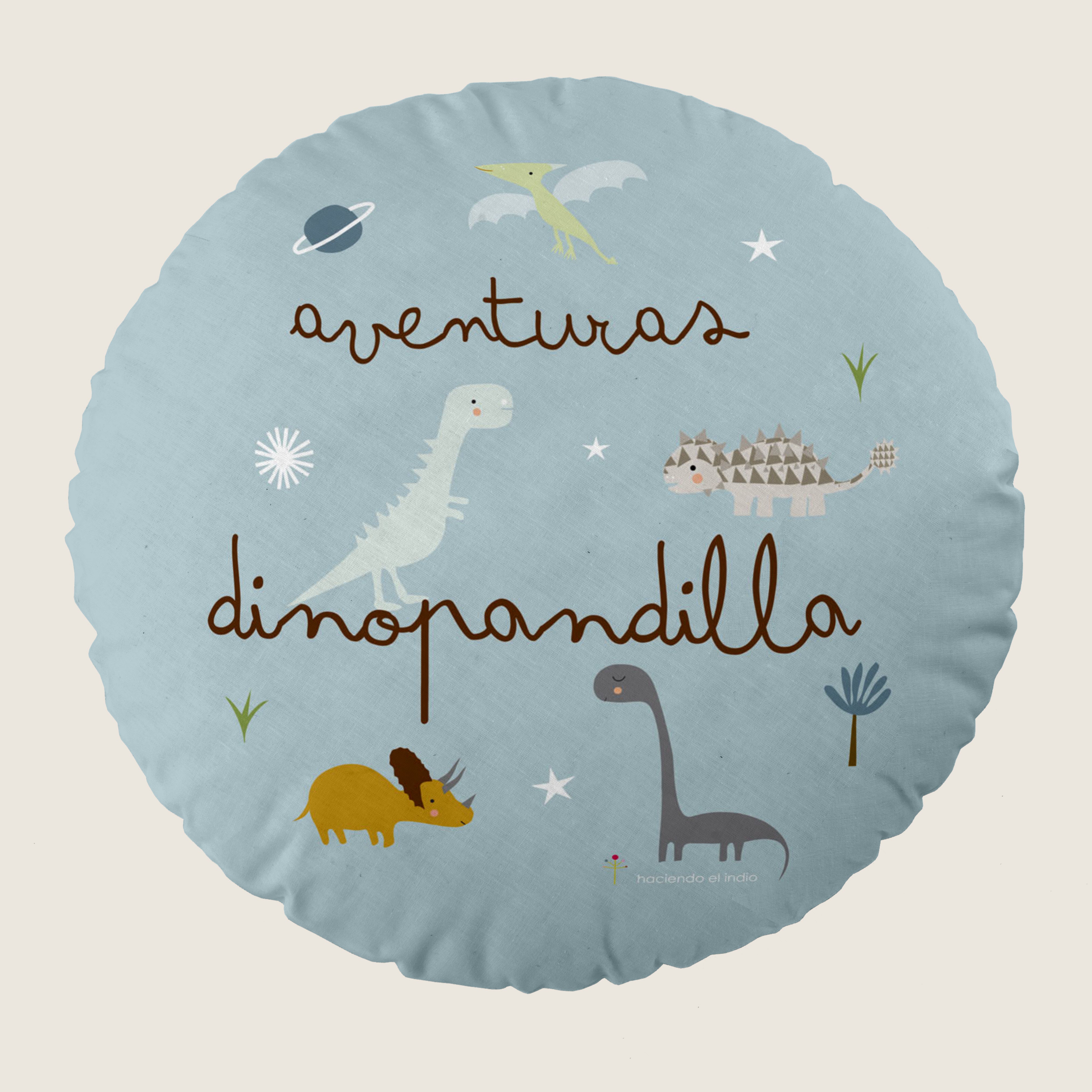 COJÍN REDONDO INFANTIL ESTAMPADO DINOS