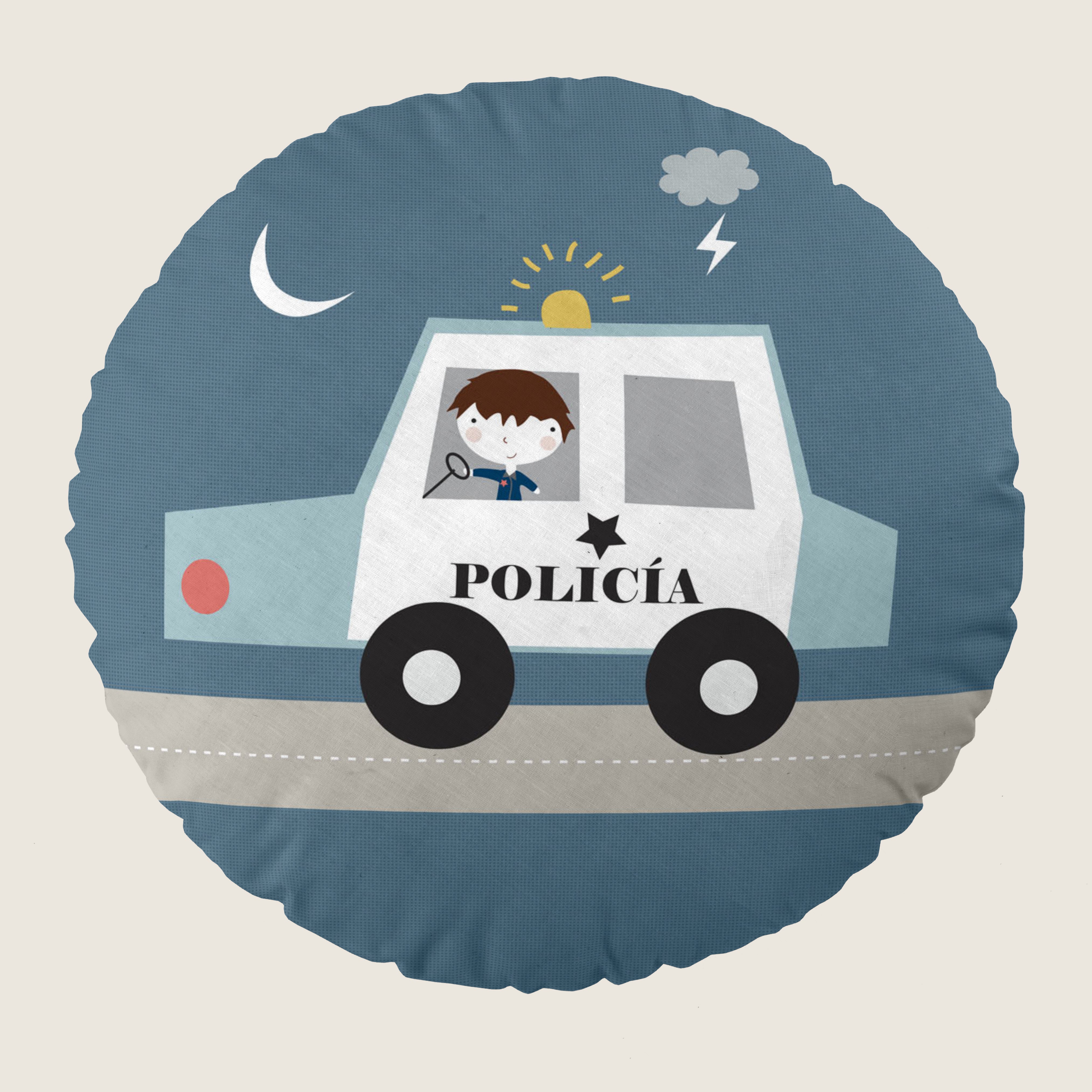 COJÍN REDONDO INFANTIL ESTAMPADO TRANSPORTES