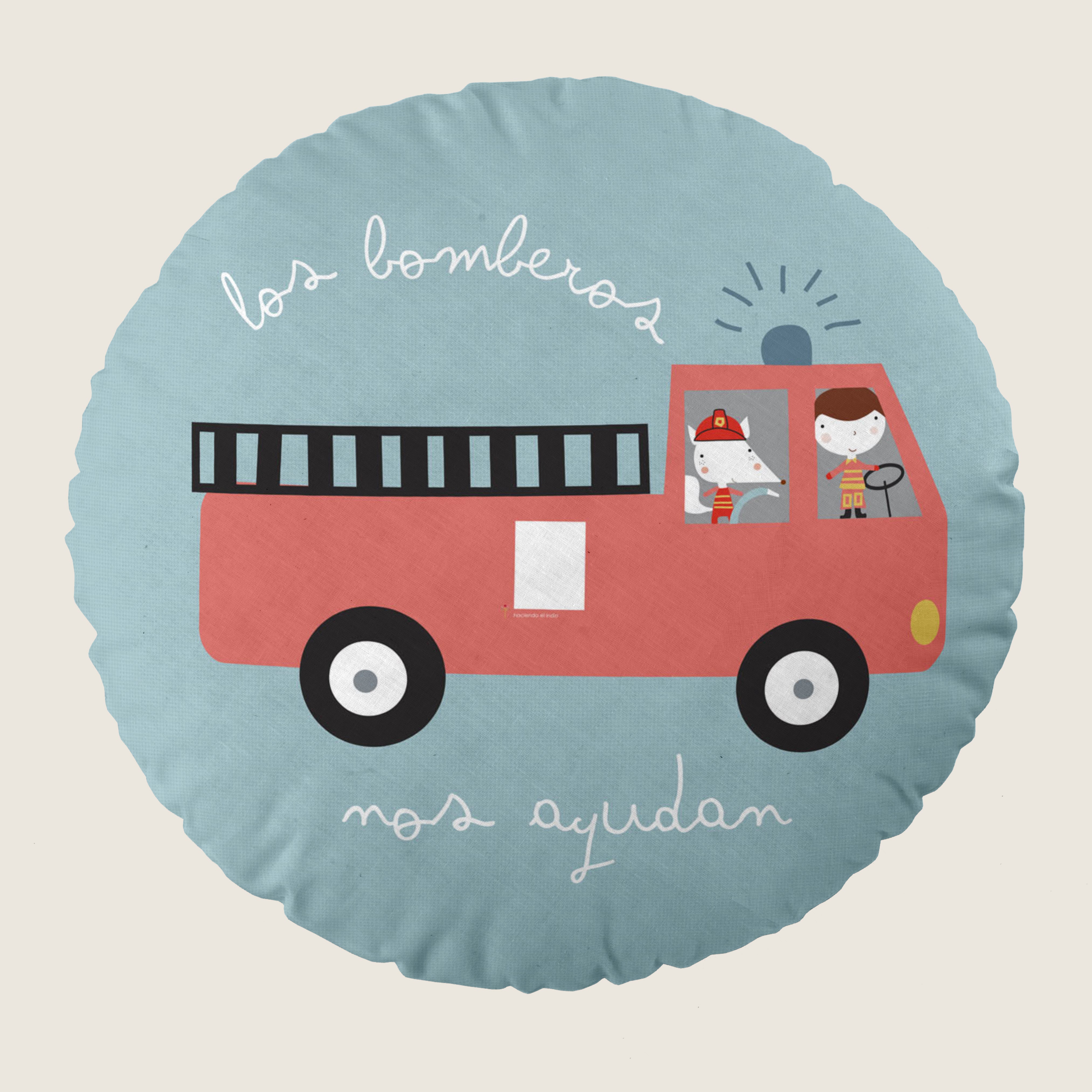 COJÍN REDONDO INFANTIL ESTAMPADO TRANSPORTES