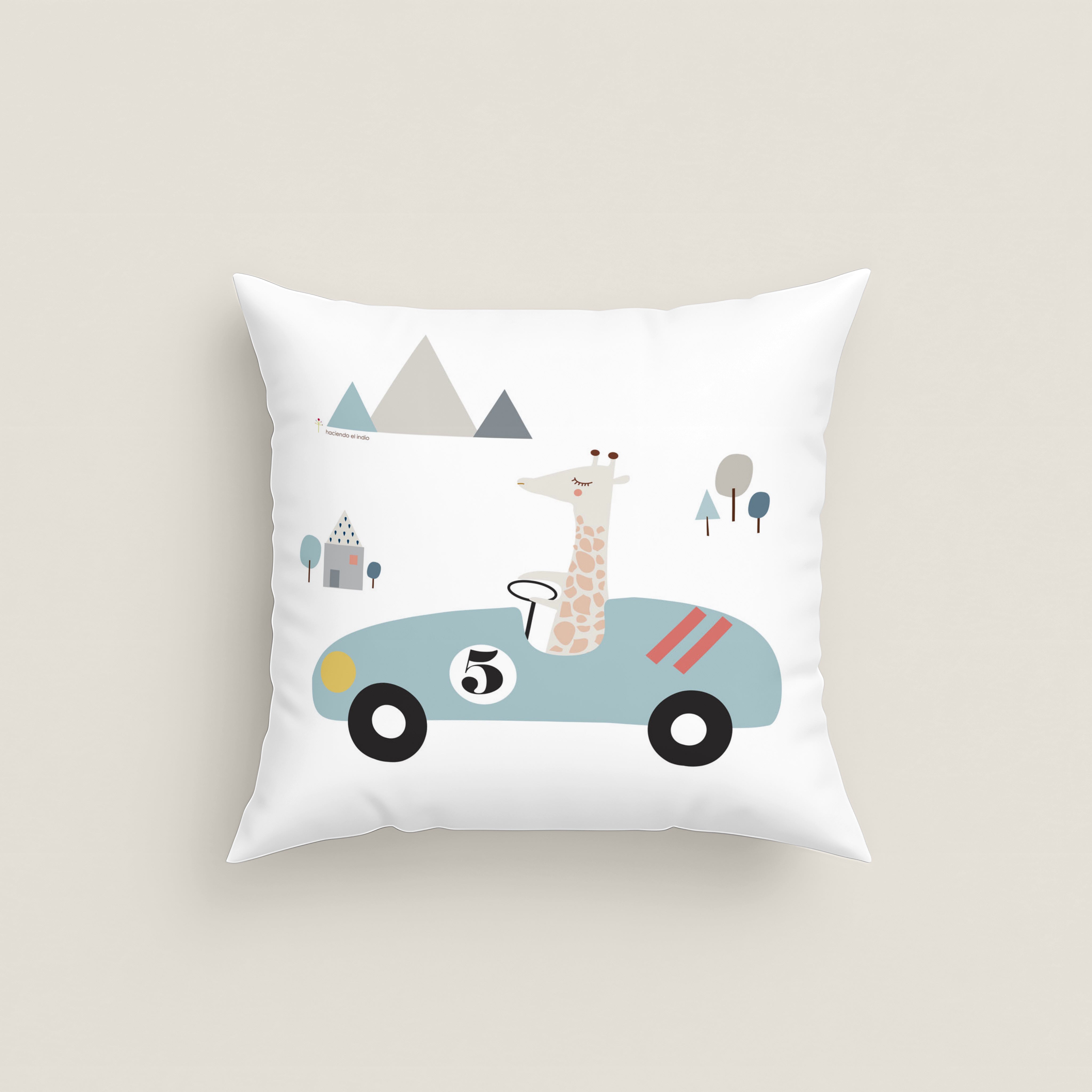 FUNDA DE COJÍN INFANTIL ESTAMPADO TRANSPORTES 100% ALGODÓN
