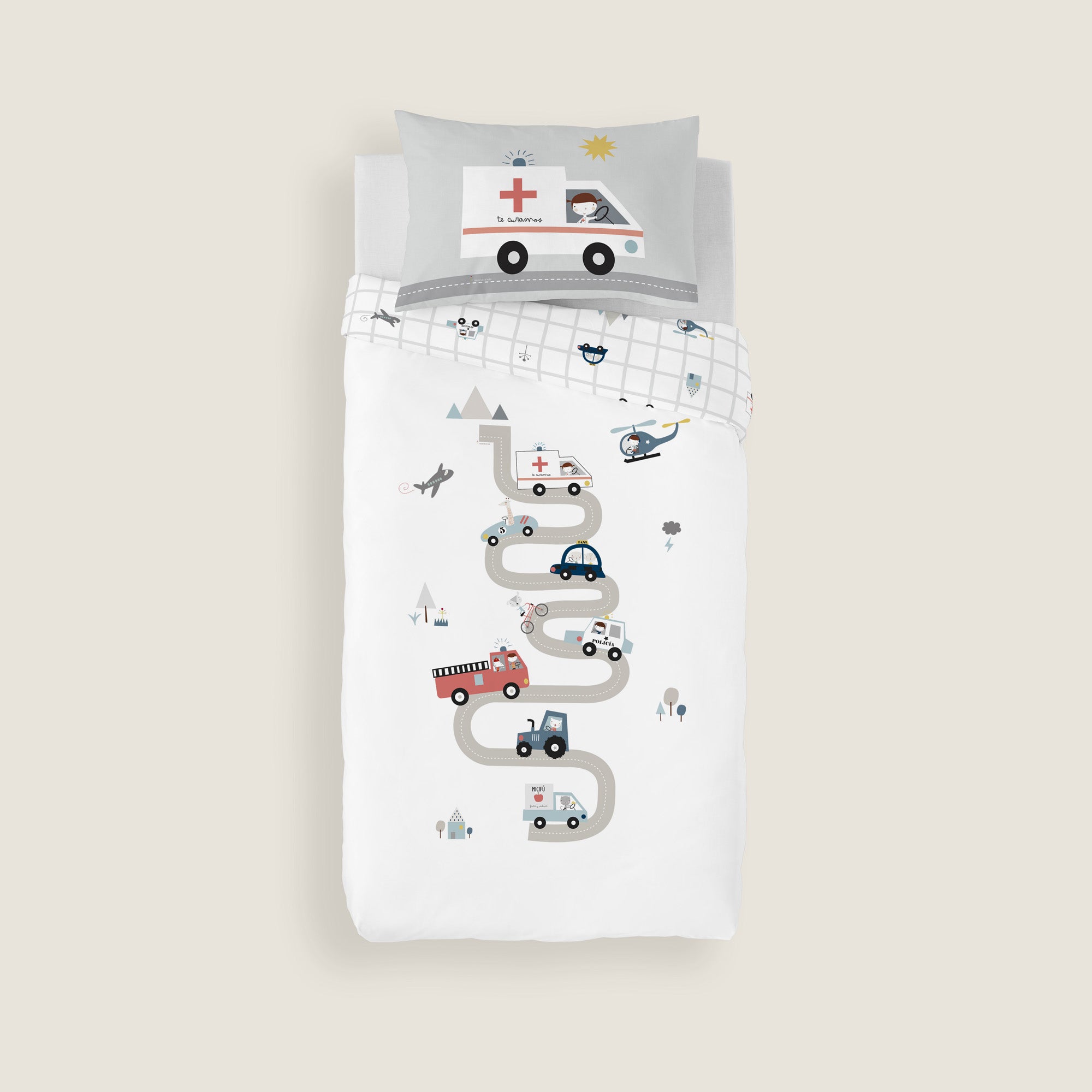 FUNDA NÓRDICA REVERSIBLE CUNA BEBÉ TRANSPORTES 100% ALGODÓN