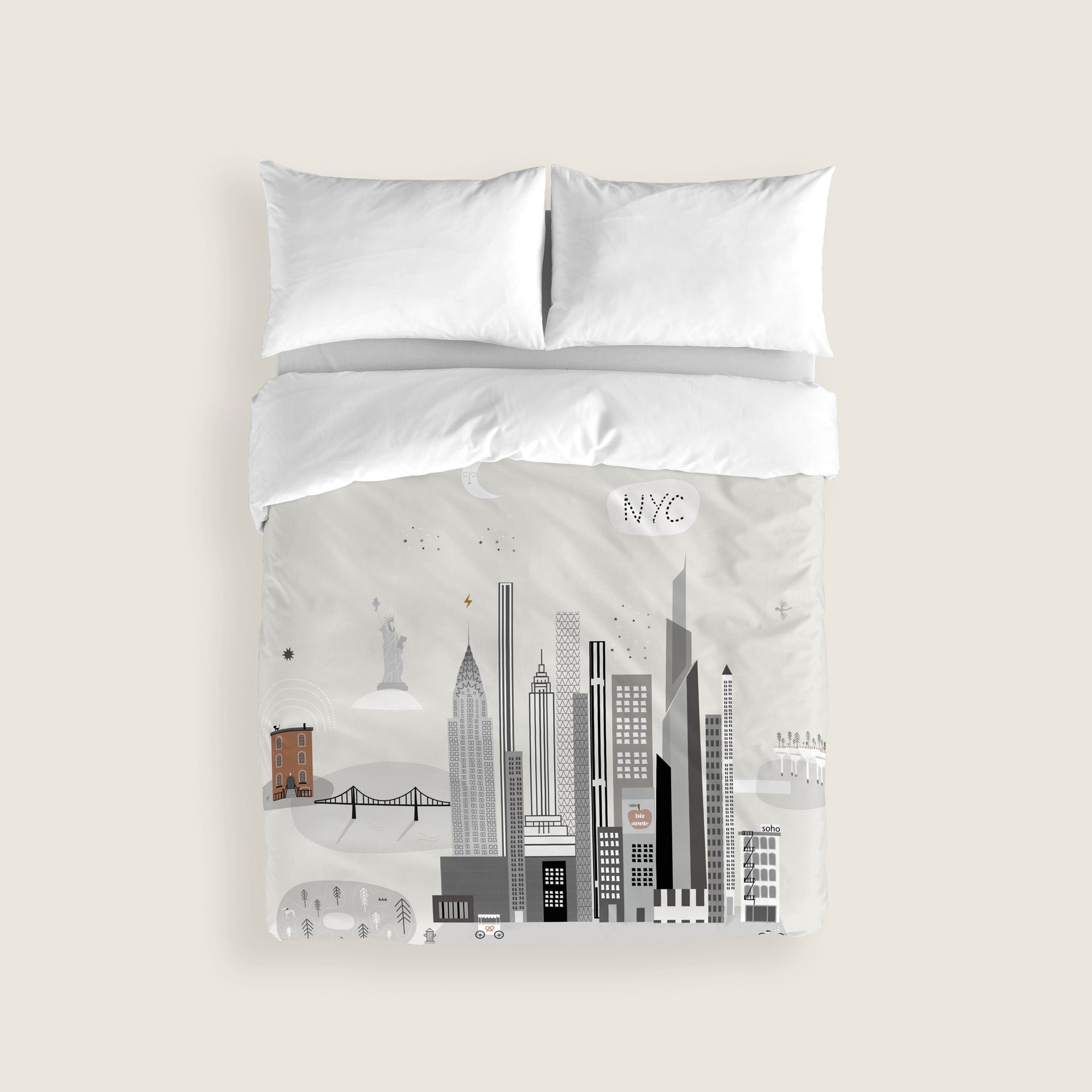 FUNDA NÓRDICA ESTAMPADA NYC 100% ALGODÓN