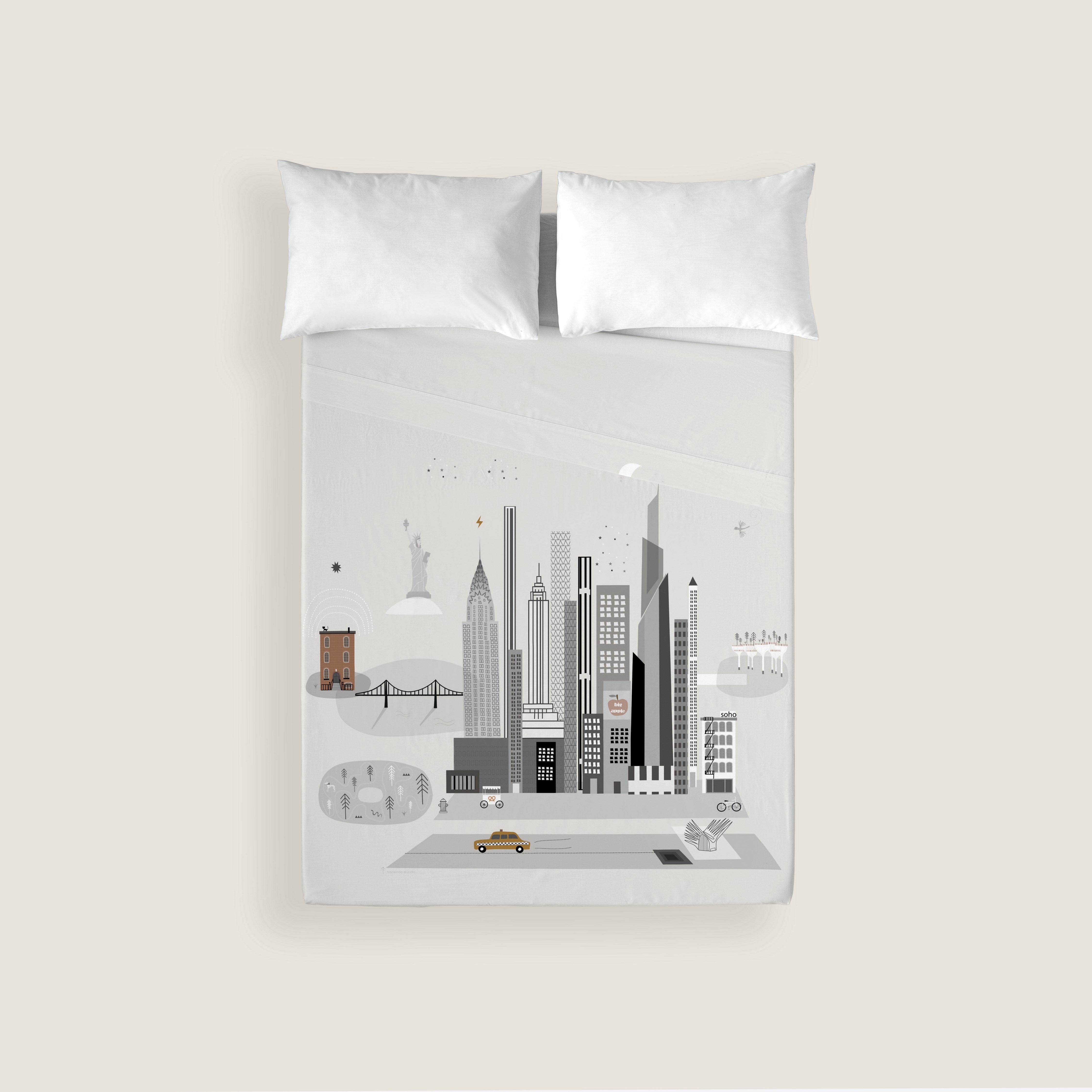 SET LENZUOLA STAMPATE NYC 100% COTONE