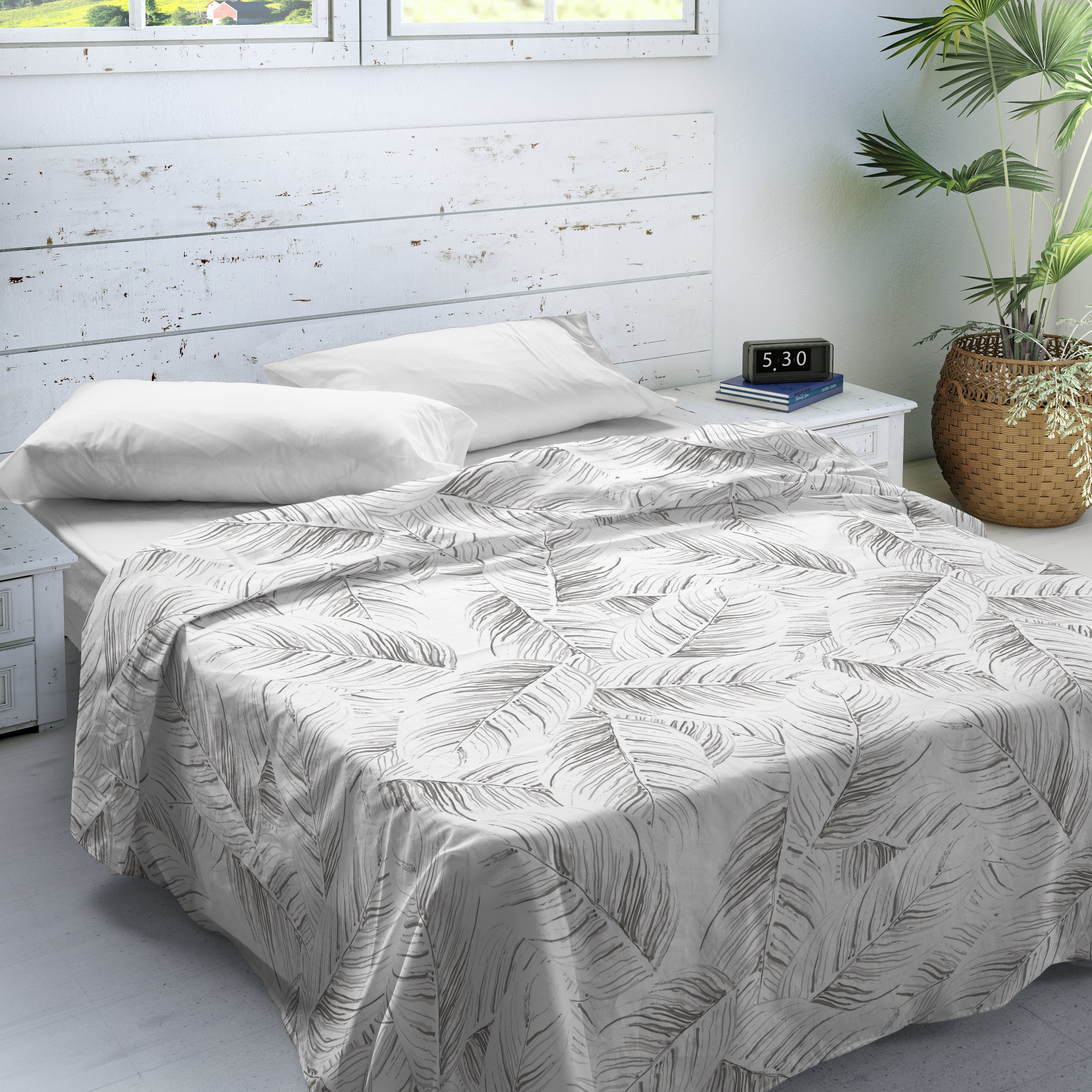 JUEGO SÁBANAS ESTAMPADAS ACANTO STONE 100% ALGODÓN