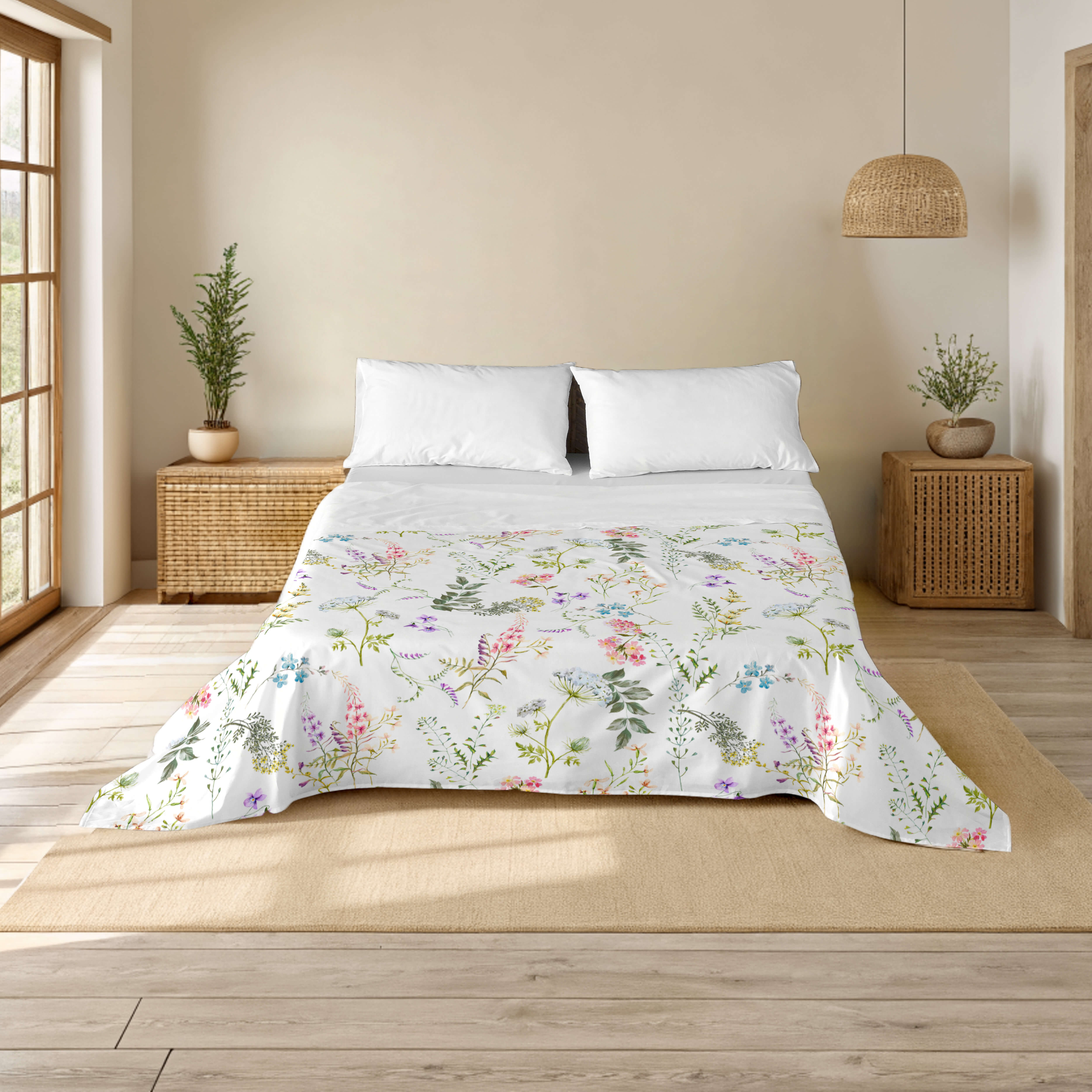 JUEGO SÁBANAS ESTAMPADAS MAEVA 100% ALGODÓN