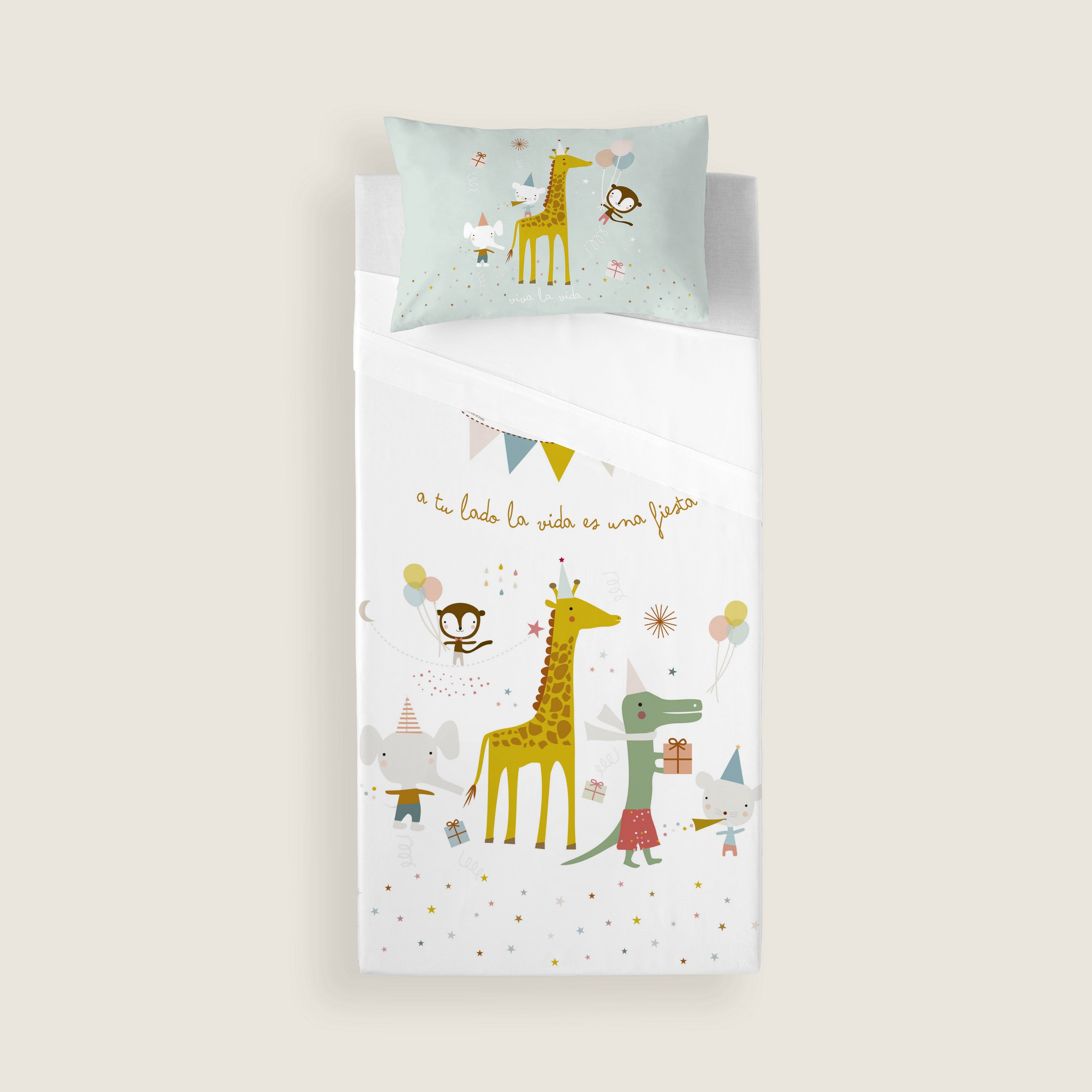 JUEGO DE SÁBANAS CUNA BEBÉ FIESTA 100% ALGODÓN