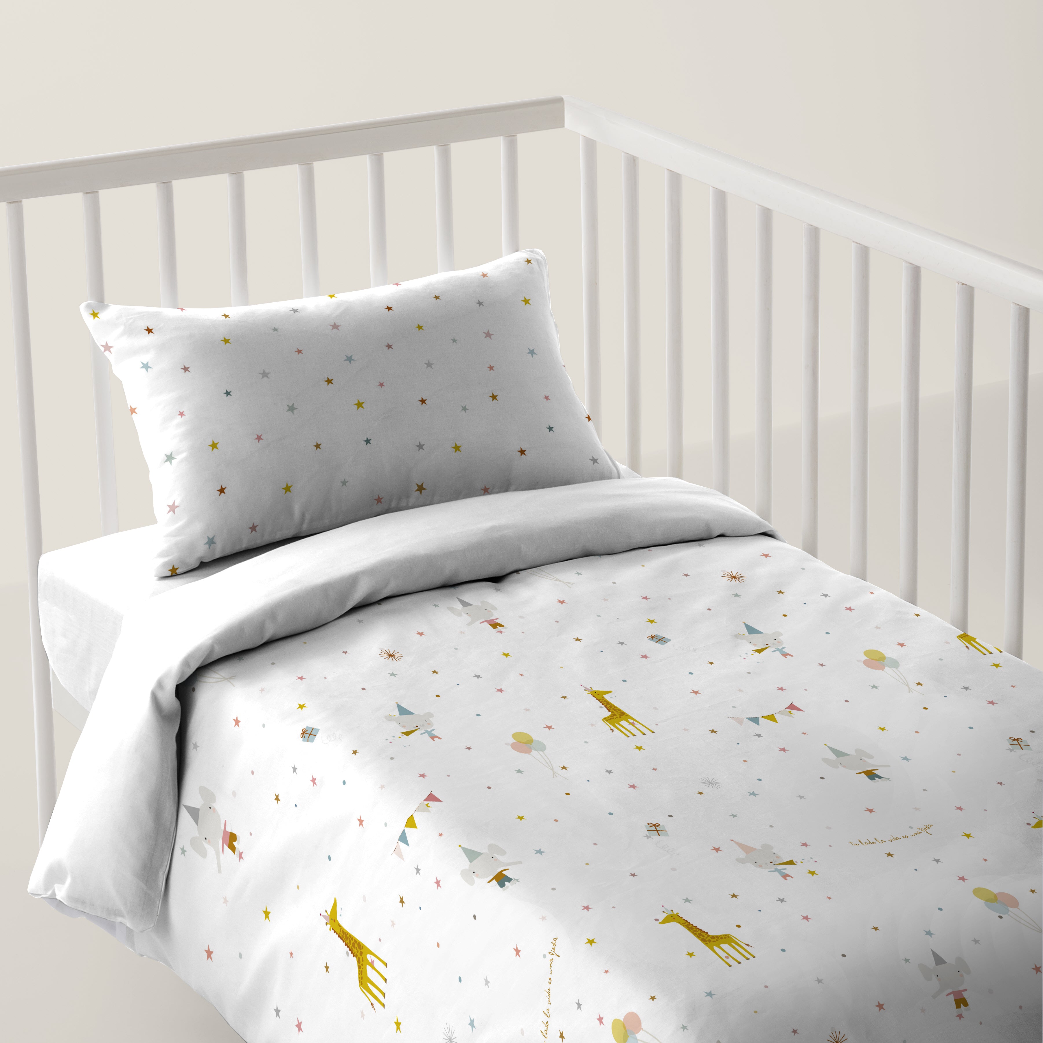 FUNDA NÓRDICA REVERSIBLE CUNA BEBÉ FIESTA 100% ALGODÓN