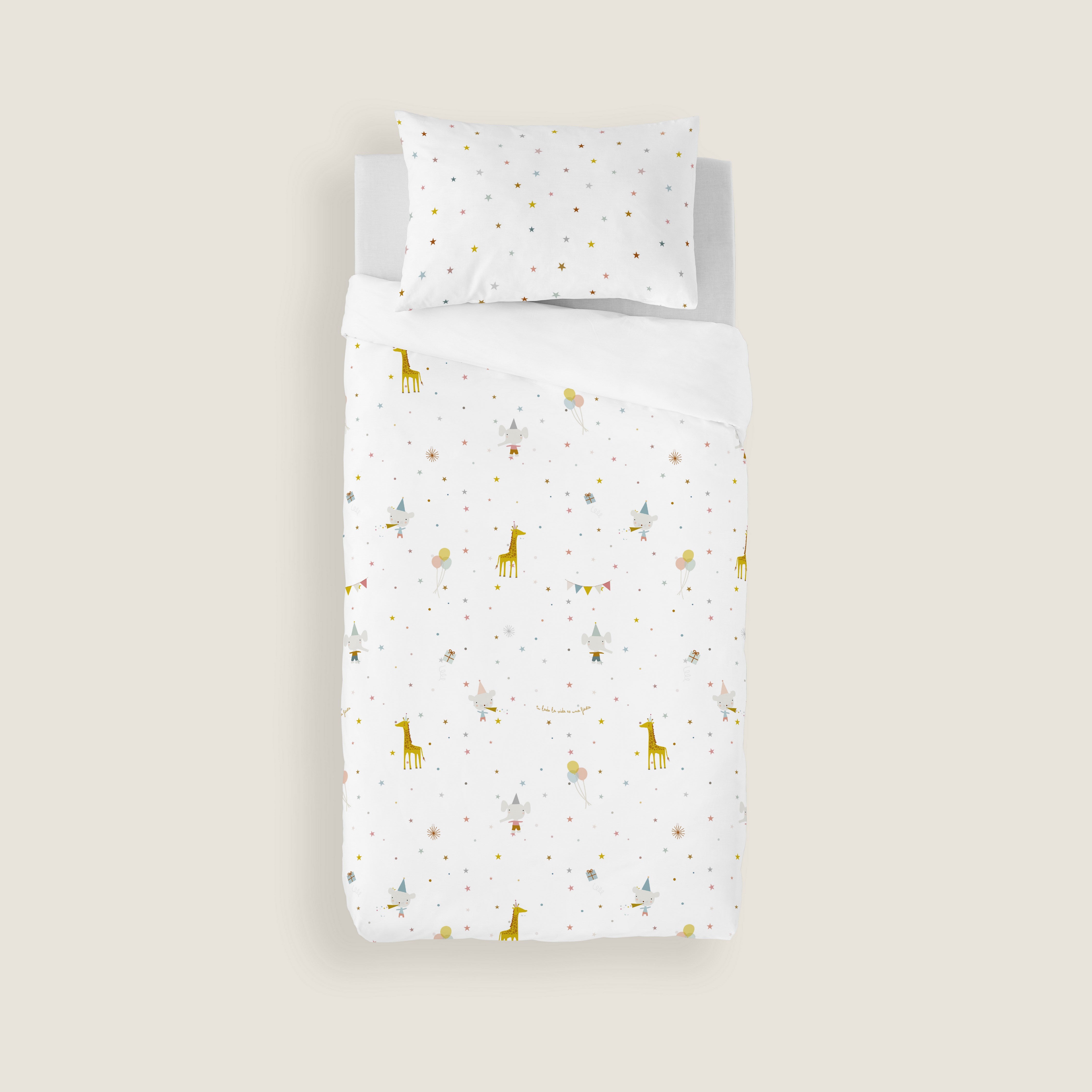 FUNDA NÓRDICA REVERSIBLE CUNA BEBÉ FIESTA 100% ALGODÓN