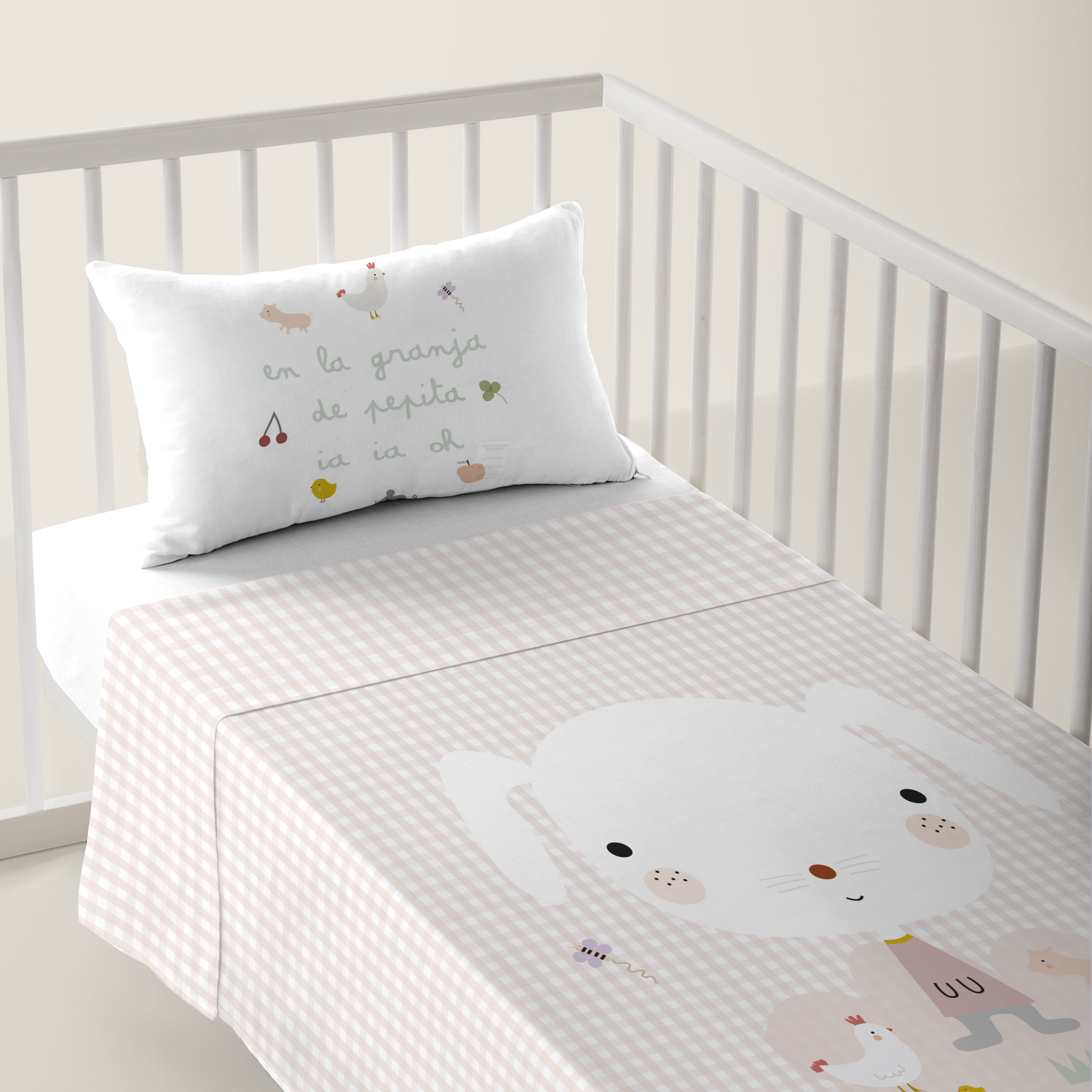 JUEGO DE SÁBANAS CUNA BEBÉ GRANJA 100% ALGODÓN