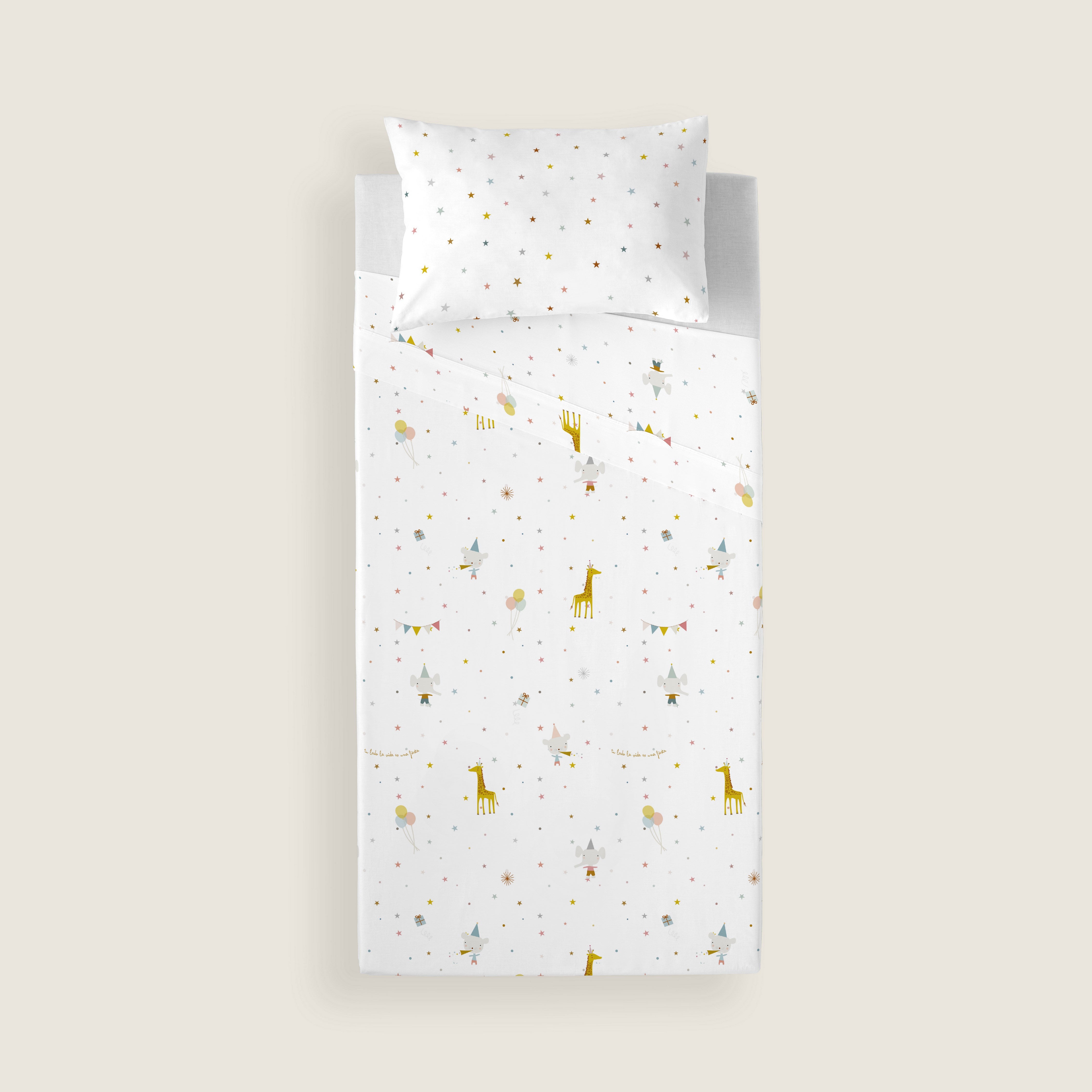 JUEGO DE SÁBANAS CUNA BEBÉ FIESTA B 100% ALGODÓN