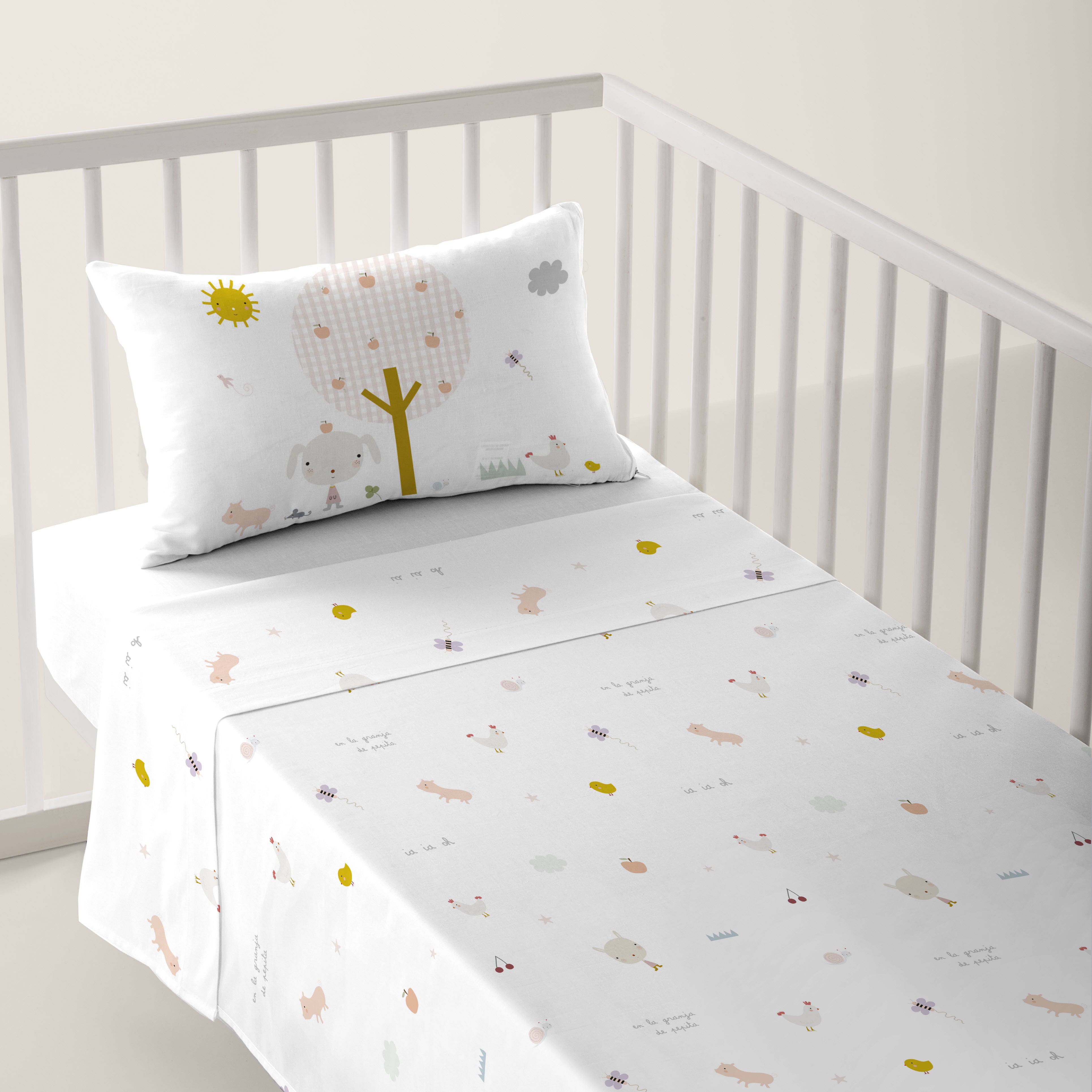 JUEGO DE SÁBANAS CUNA BEBÉ GRANJA B 100% ALGODÓN