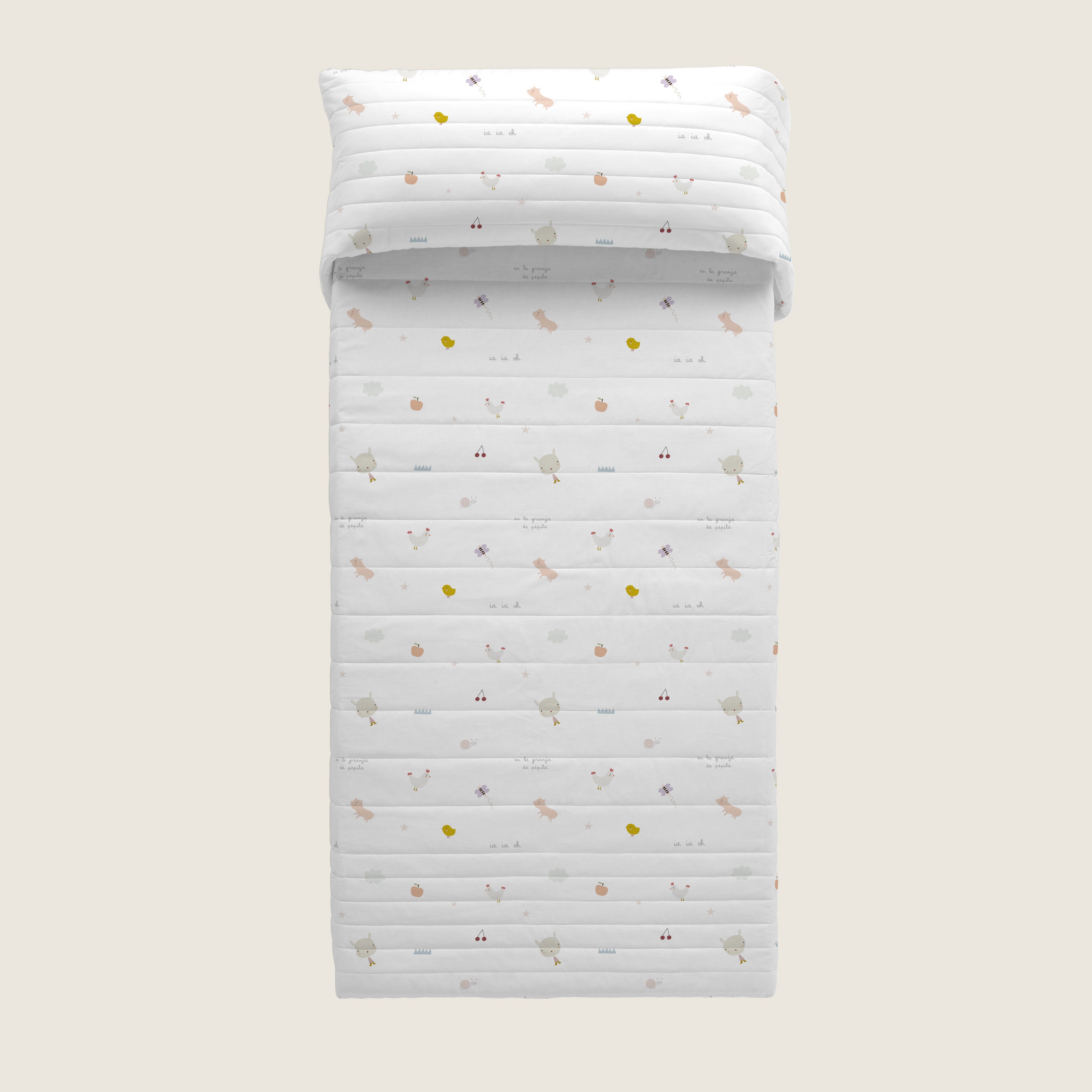 COPRILETTO BOUTIS REVERSIBILE STAMPATO NEONATO CULLA FATTORIA 100% COTONE