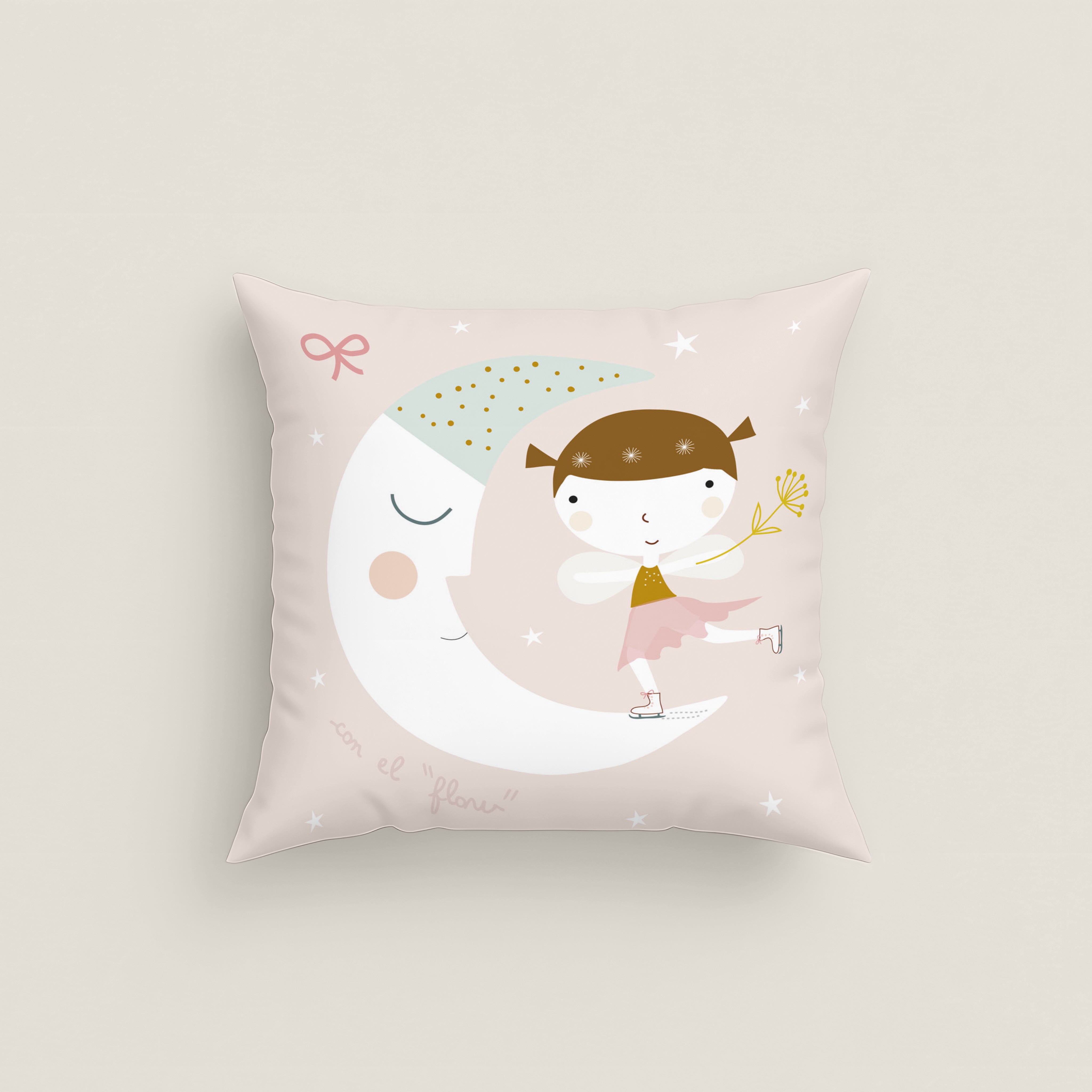 FUNDA DE COJÍN INFANTIL ESTAMPADO PATINADORA 100% ALGODÓN