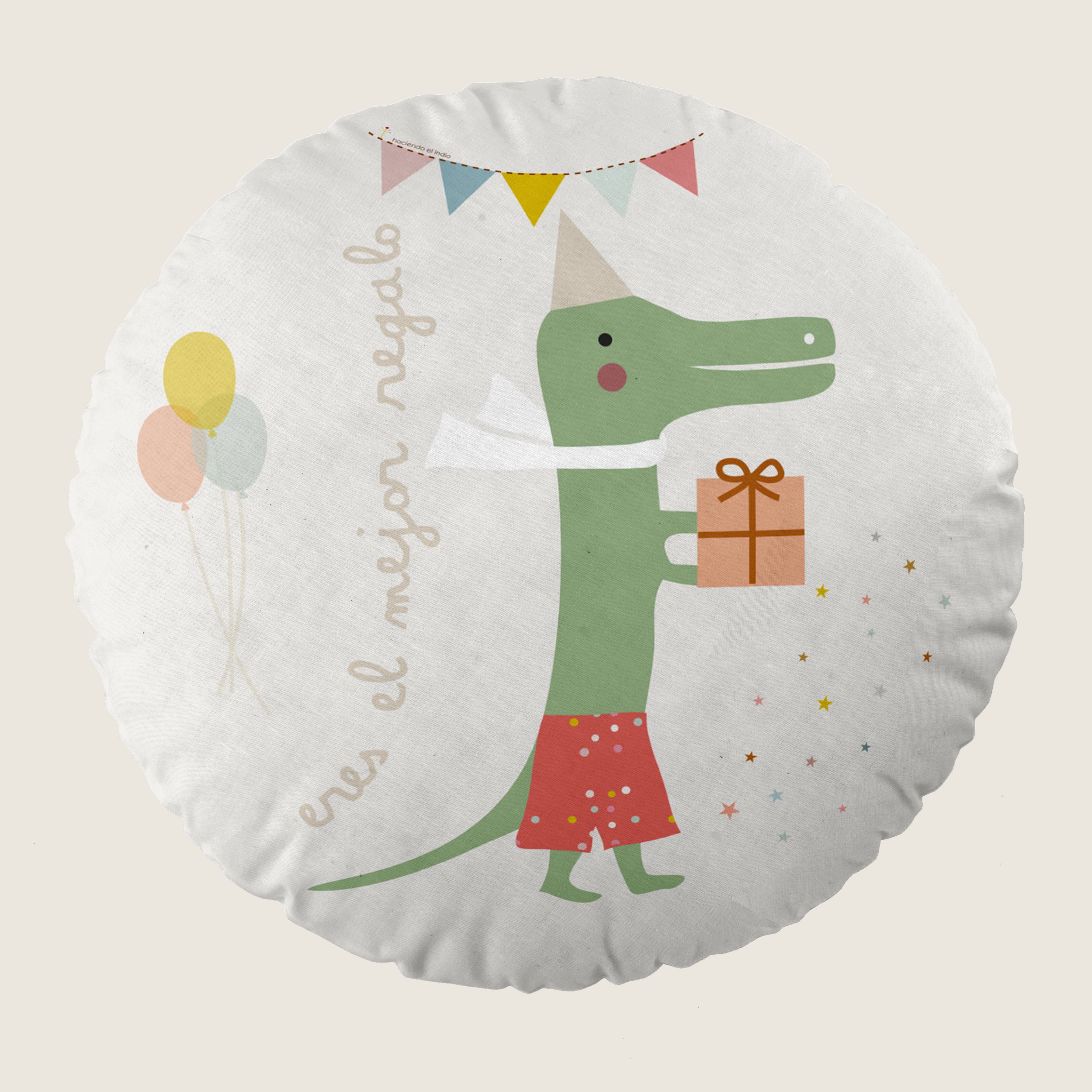 COJÍN REDONDO INFANTIL ESTAMPADO FIESTA