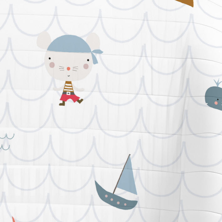 COLCHA BOUTI REVERSIBLE ESTAMPADA INFANTIL AVENTURA PIRATA 100% ALGODÓN