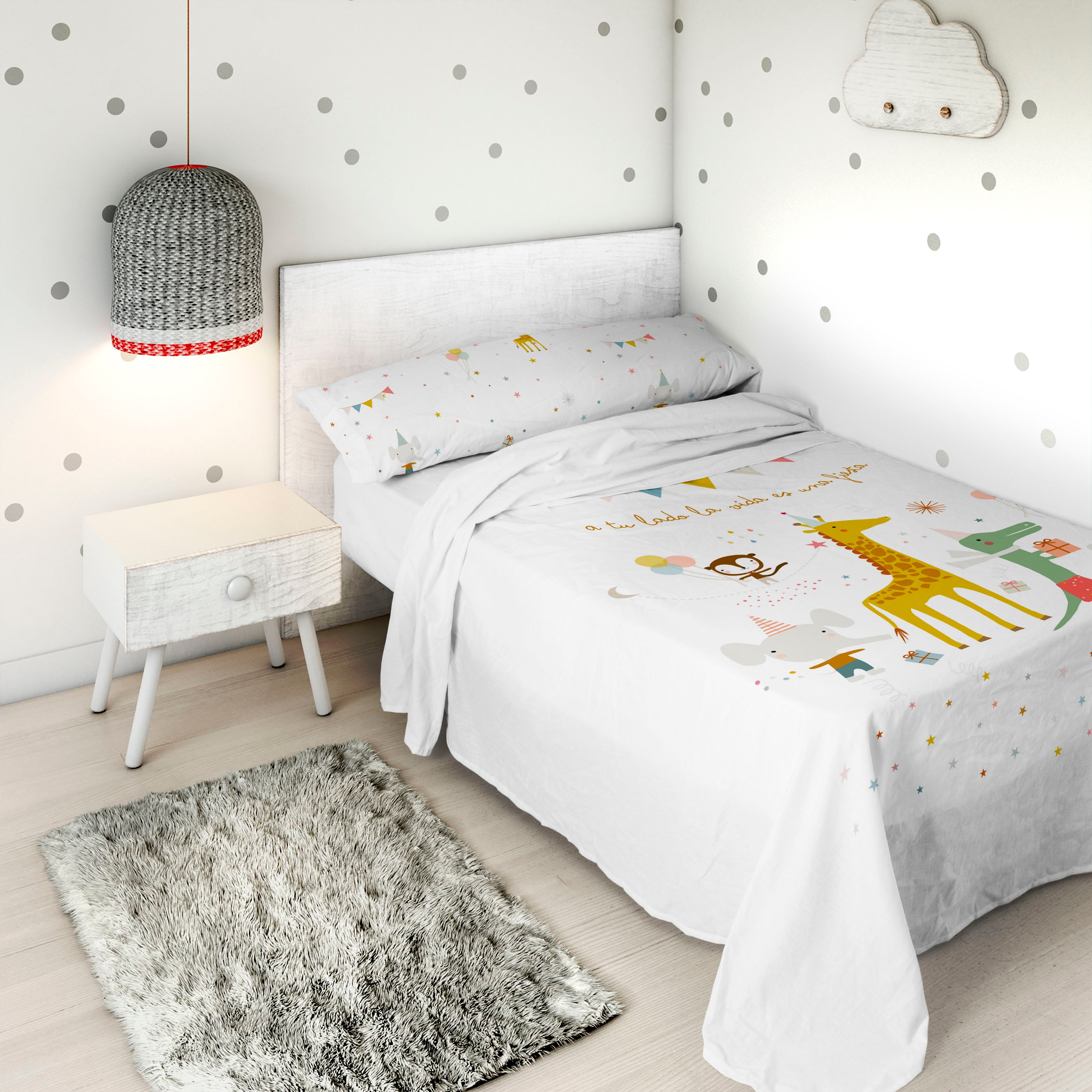 SET LENZUOLA STAMPATE PER BAMBINI FIESTA 100% COTONE