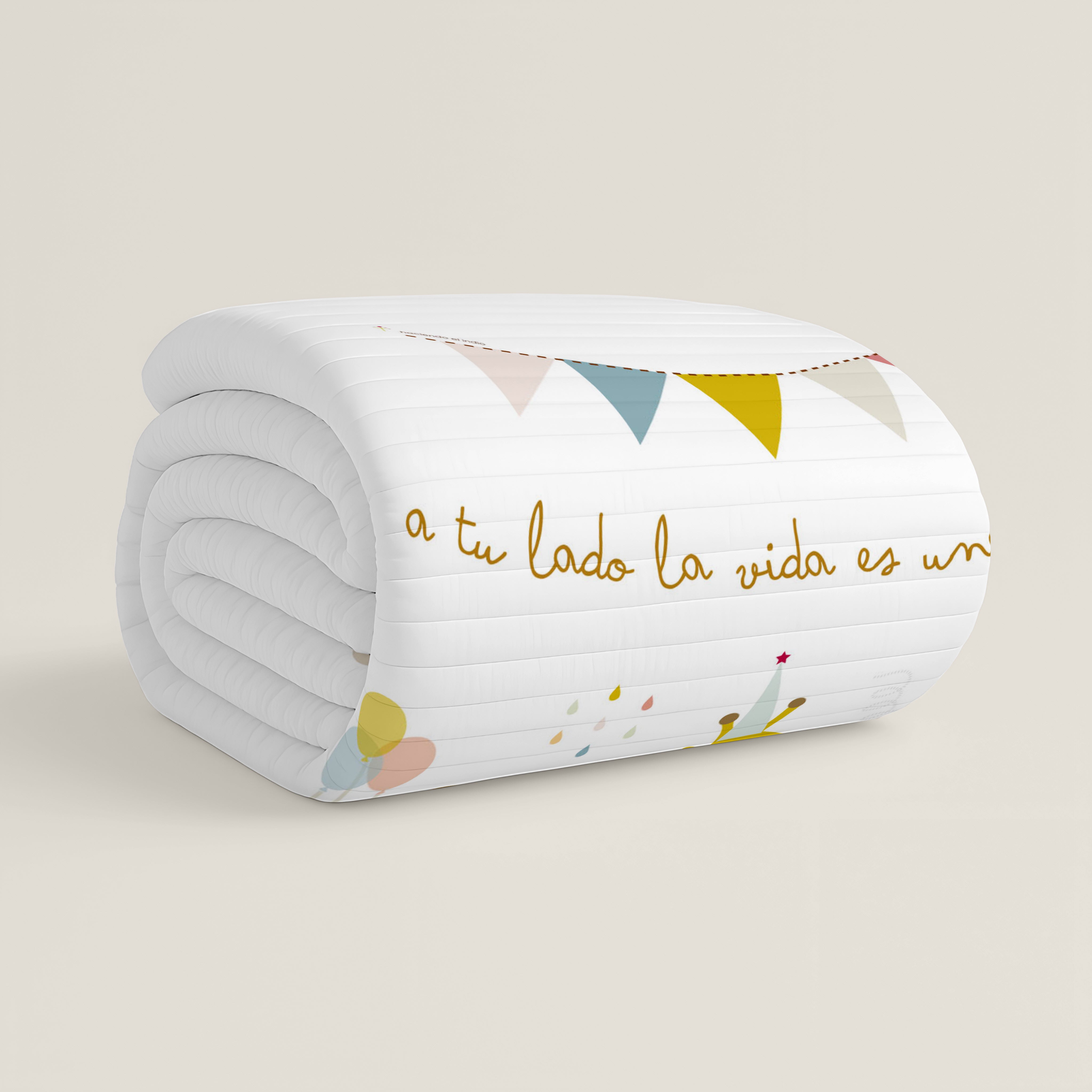 COLCHA BOUTI REVERSIBLE ESTAMPADA INFANTIL FIESTA 100% ALGODÓN